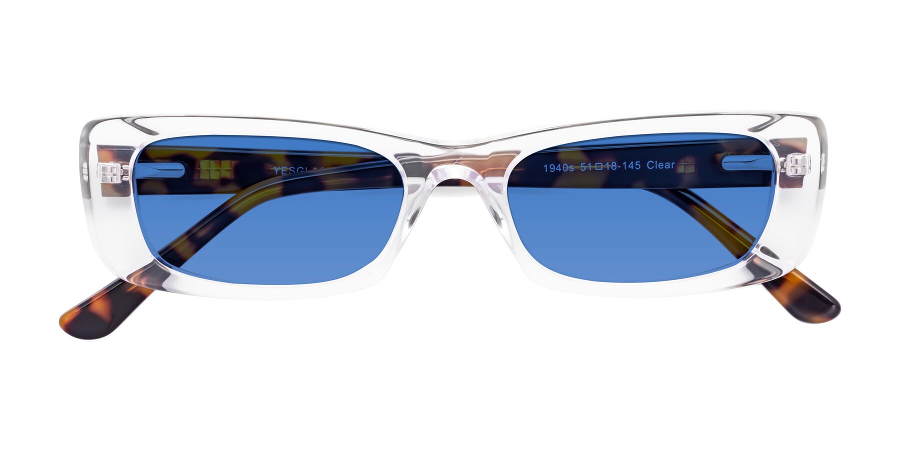 Folded Front of 1940s in Clear with Blue Tinted Lenses