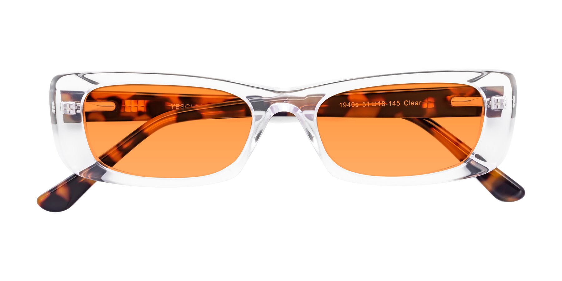 Folded Front of 1940s in Clear with Orange Tinted Lenses