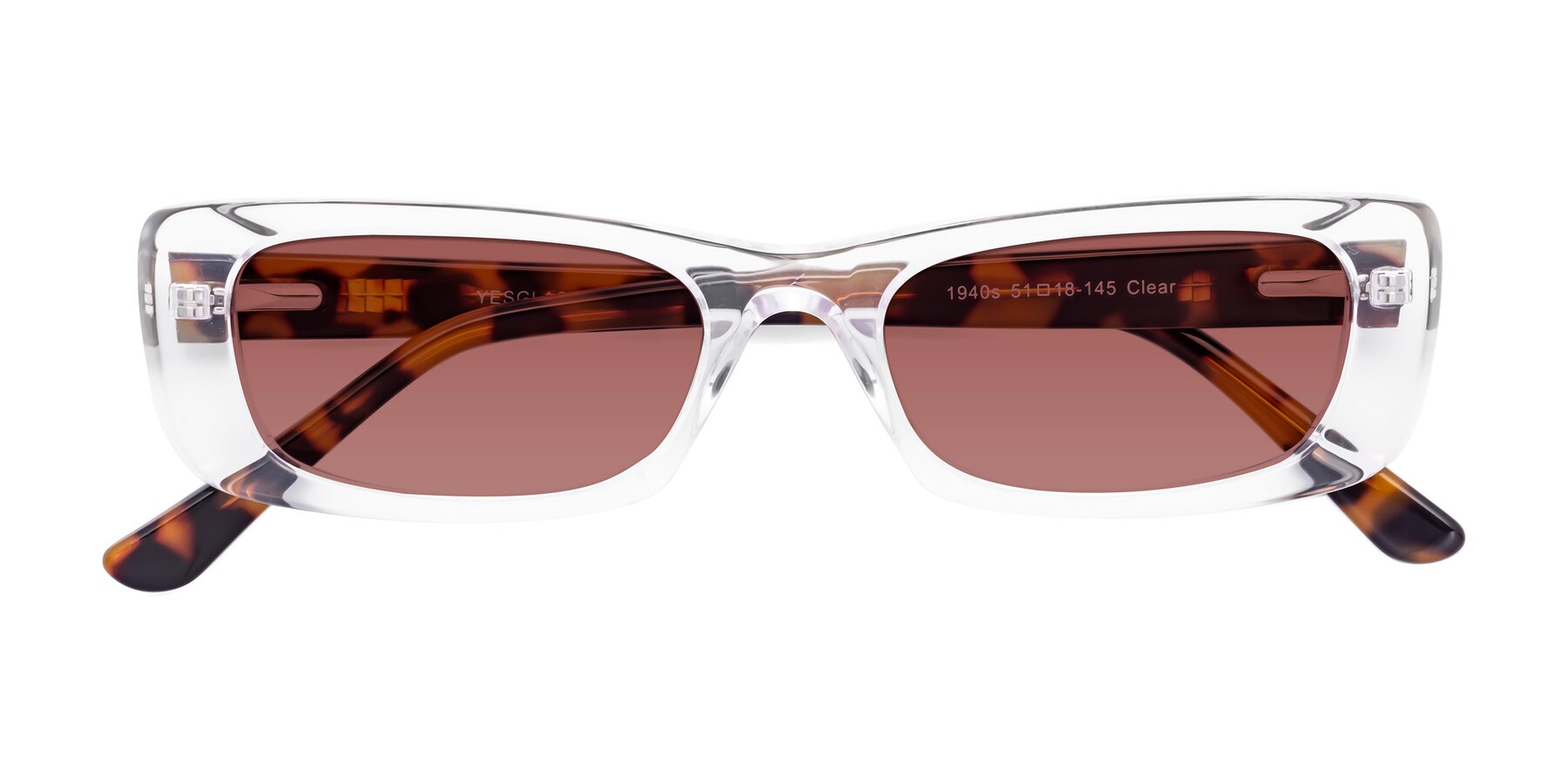 Folded Front of 1940s in Clear with Garnet Tinted Lenses