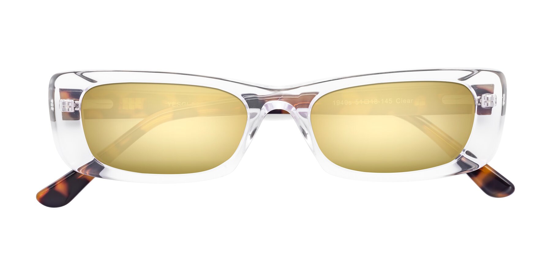Folded Front of 1940s in Clear with Gold Mirrored Lenses