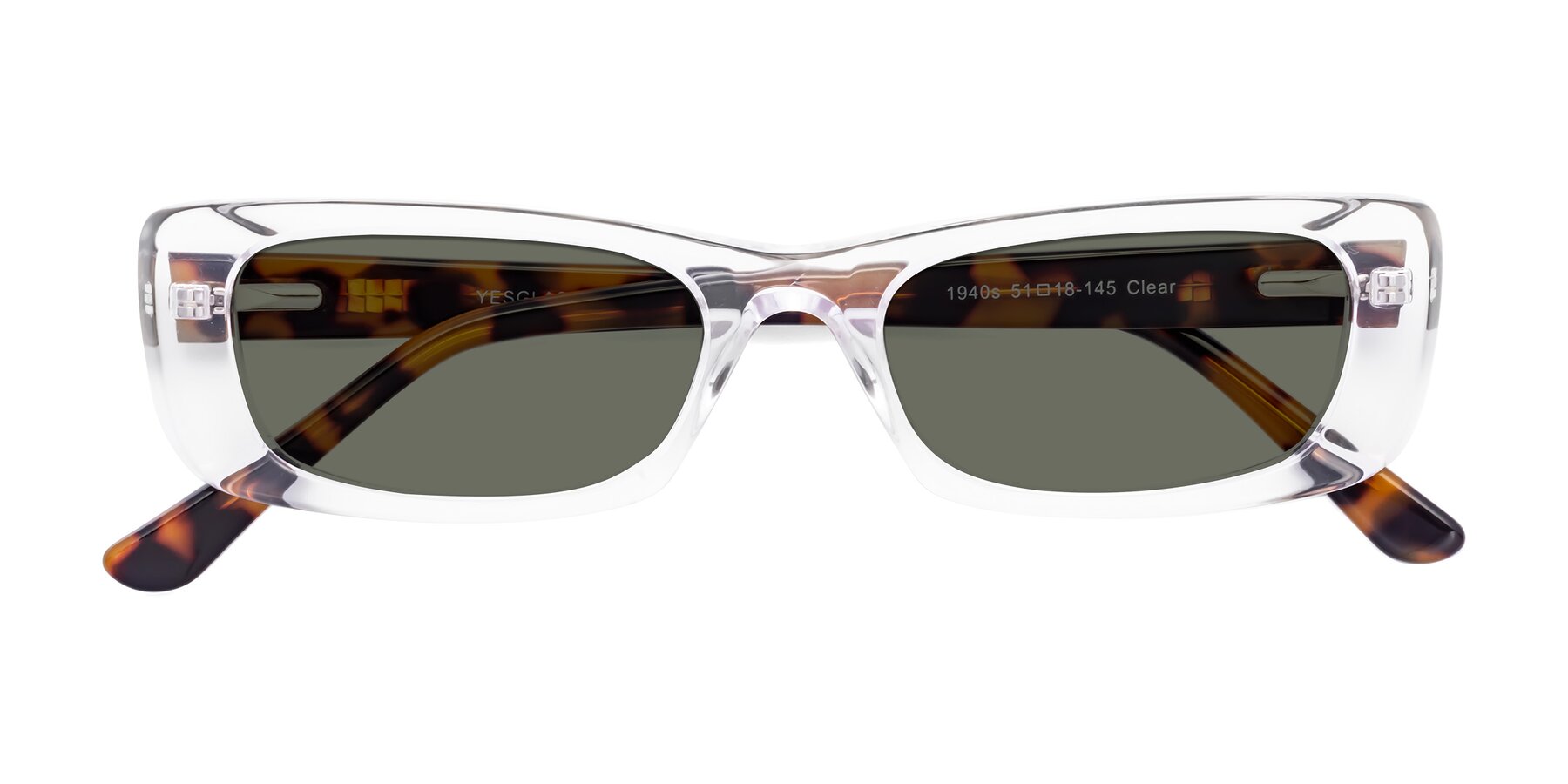 Folded Front of 1940s in Clear with Gray Polarized Lenses