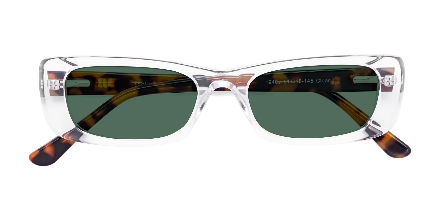 Folded Front of 1940s in Clear with Green Polarized Lenses