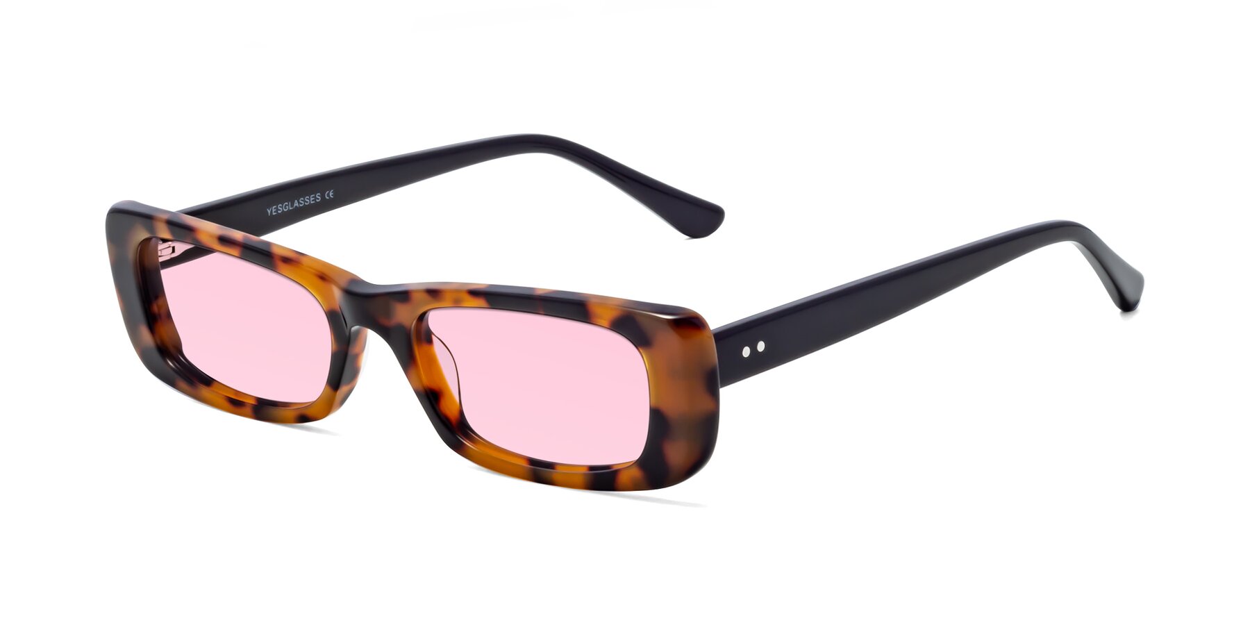 Angle of 1940s in Tortoise with Light Pink Tinted Lenses