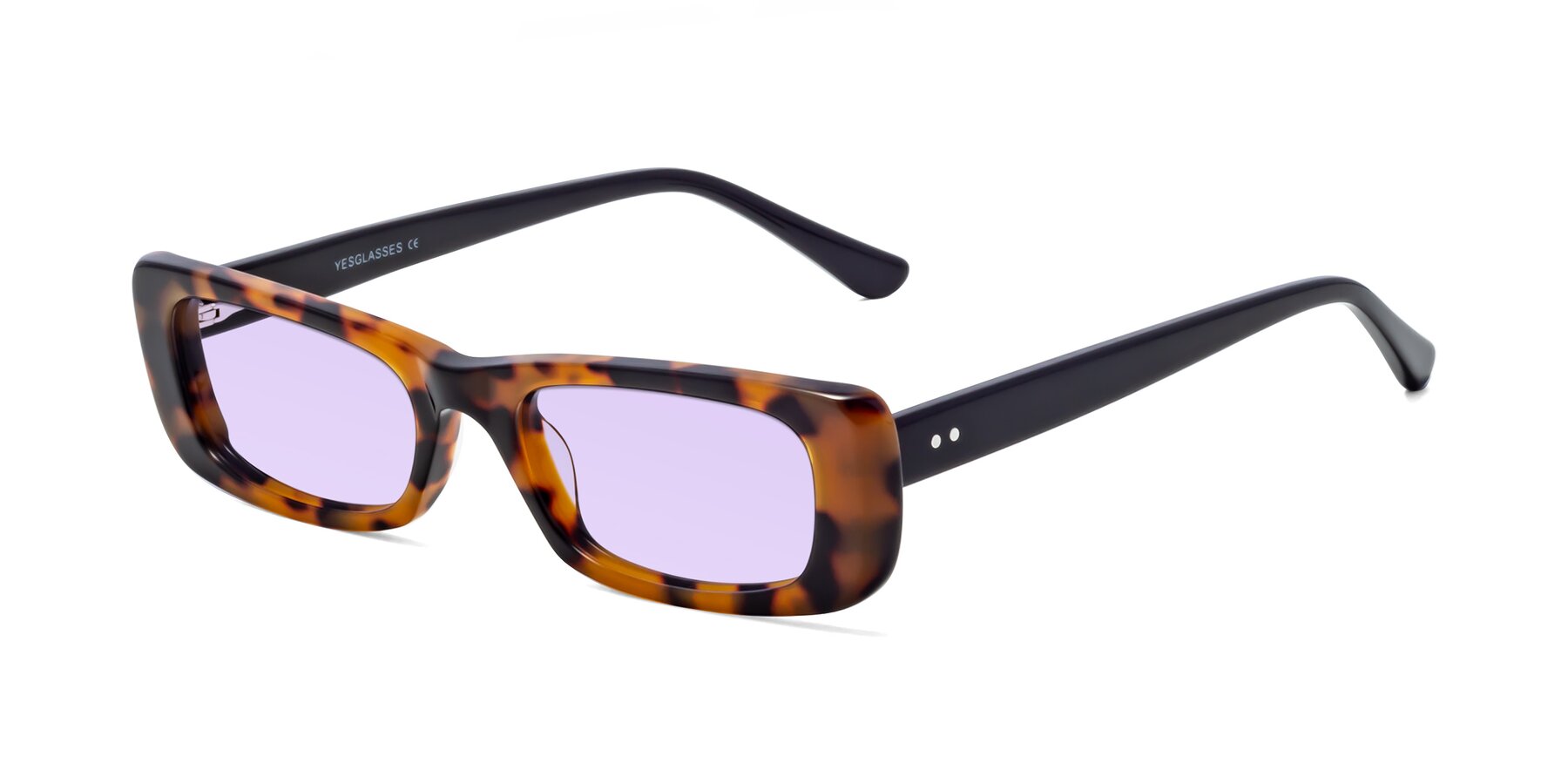 Angle of 1940s in Tortoise with Light Purple Tinted Lenses