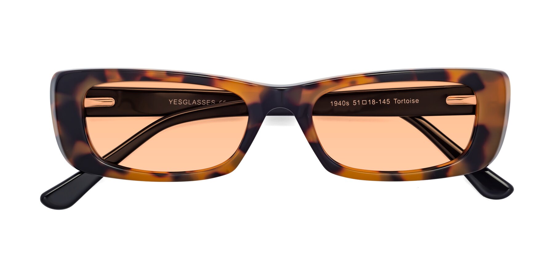 Folded Front of 1940s in Tortoise with Light Orange Tinted Lenses