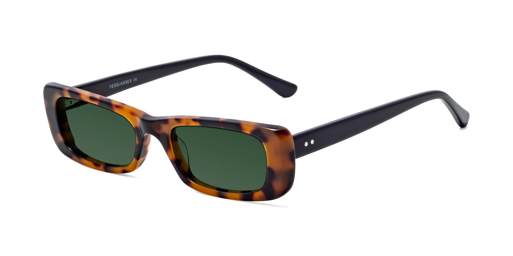 Angle of 1940s in Tortoise with Green Tinted Lenses