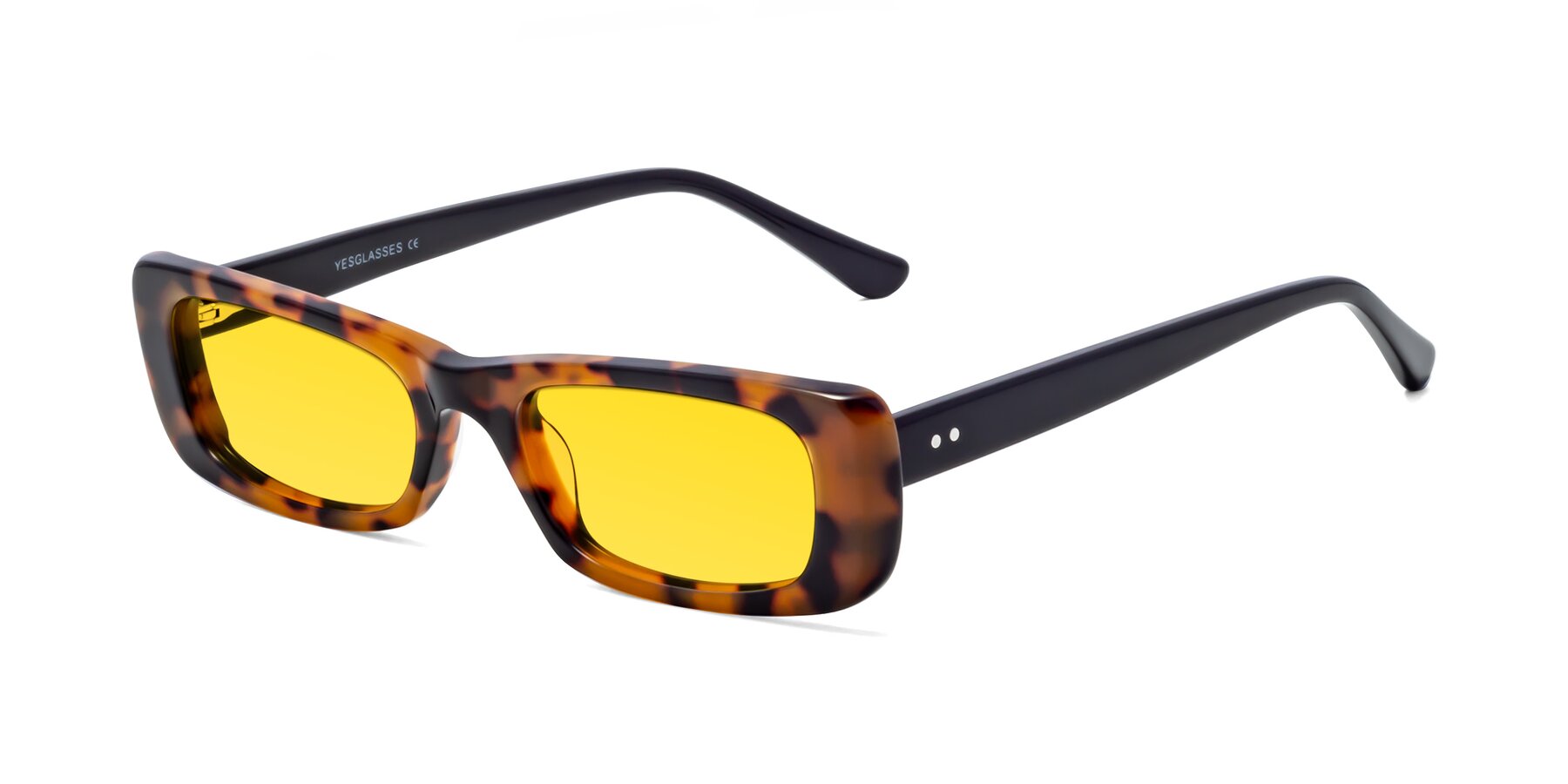 Angle of 1940s in Tortoise with Yellow Tinted Lenses