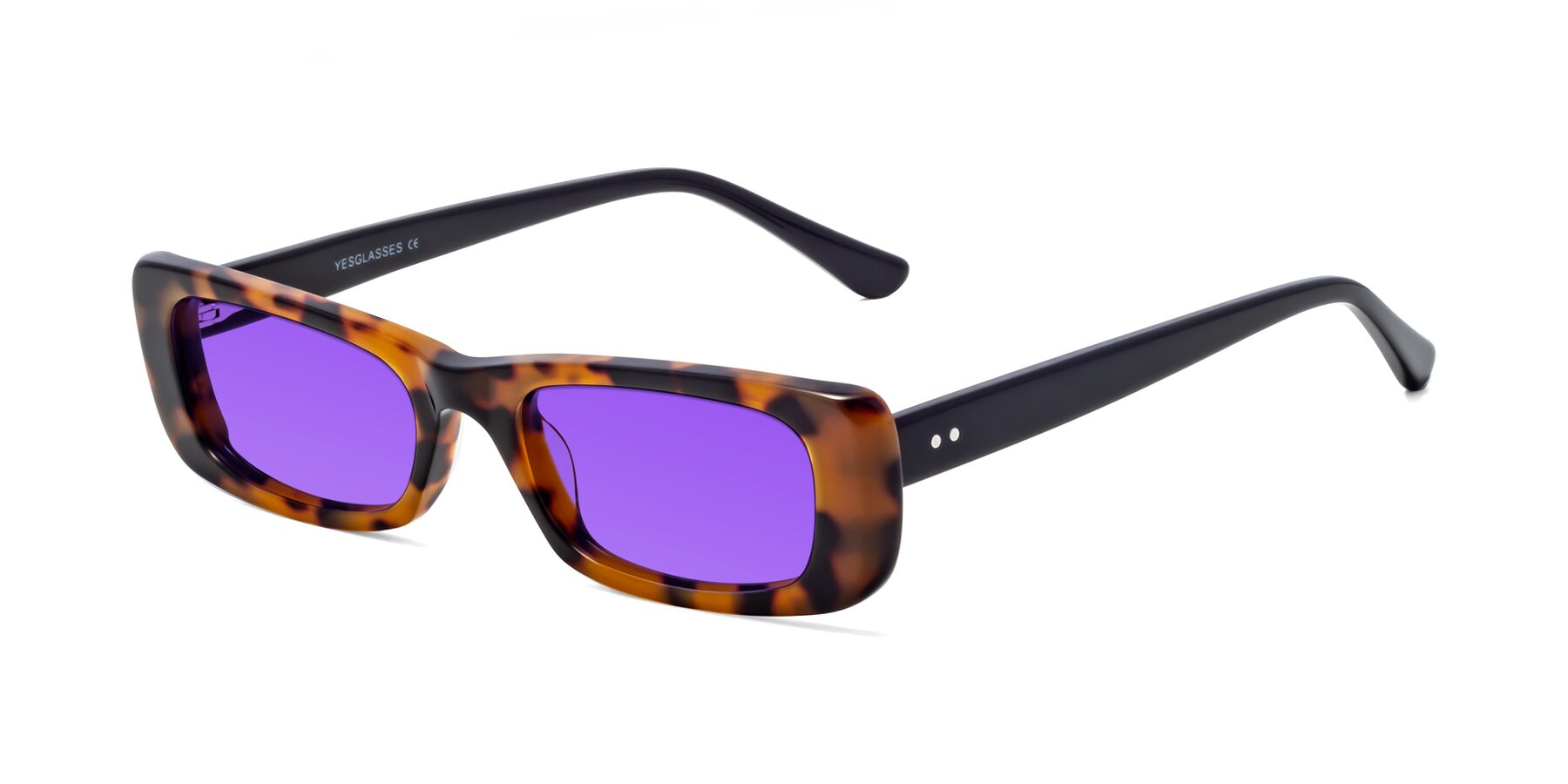 Angle of 1940s in Tortoise with Purple Tinted Lenses