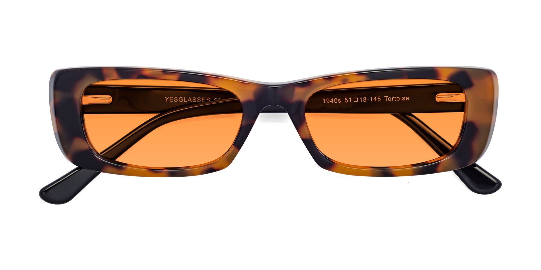 Folded Front of 1940s in Tortoise with Orange Tinted Lenses