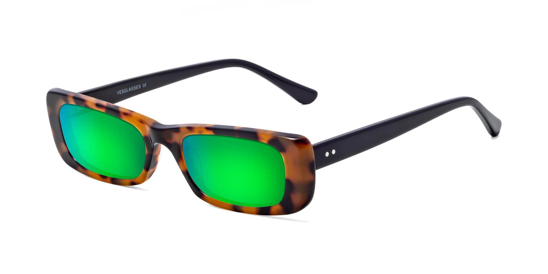 Angle of 1940s in Tortoise with Green Mirrored Lenses