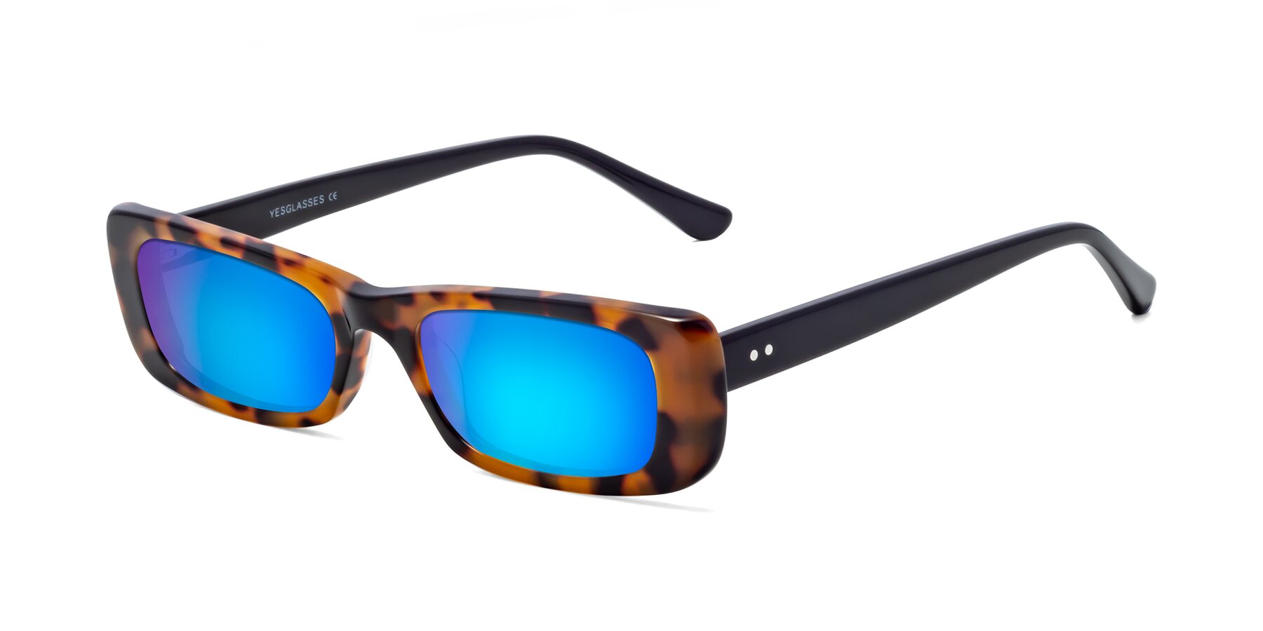 Angle of 1940s in Tortoise with Blue Mirrored Lenses