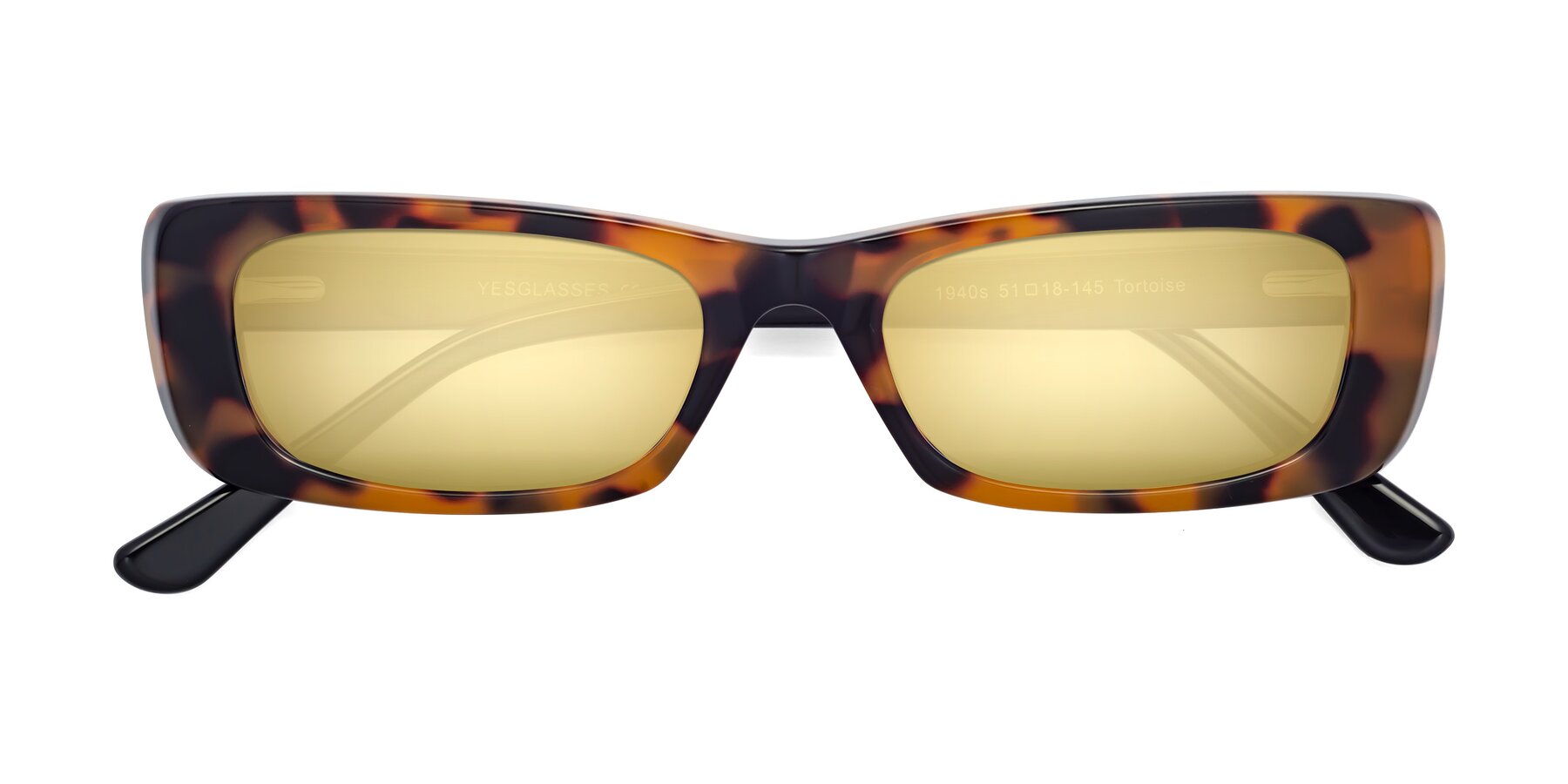 Folded Front of 1940s in Tortoise with Gold Mirrored Lenses