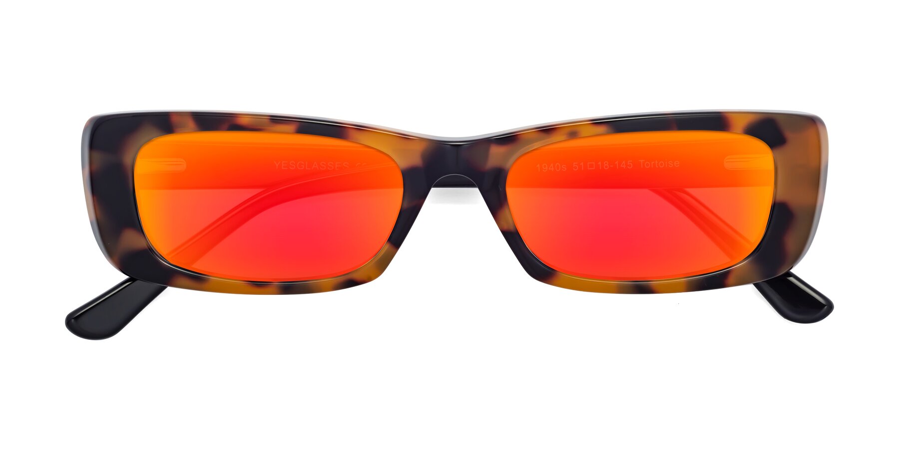Folded Front of 1940s in Tortoise with Red Gold Mirrored Lenses