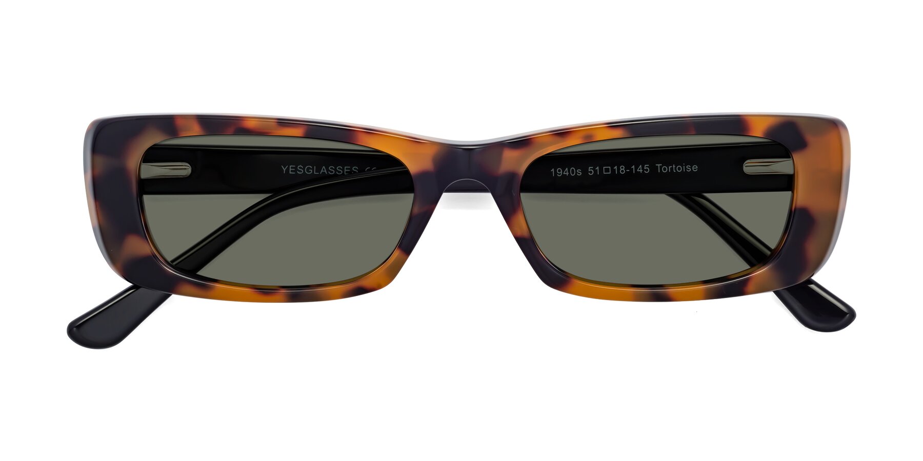 Folded Front of 1940s in Tortoise with Gray Polarized Lenses