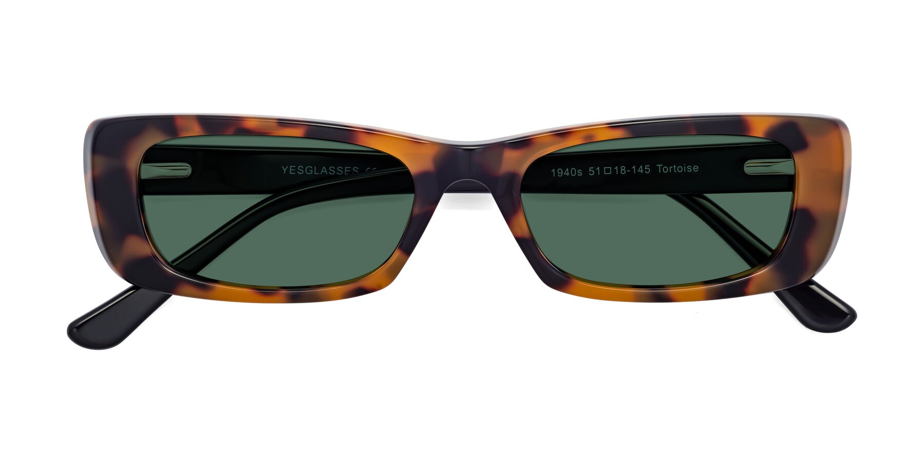 Folded Front of 1940s in Tortoise with Green Polarized Lenses