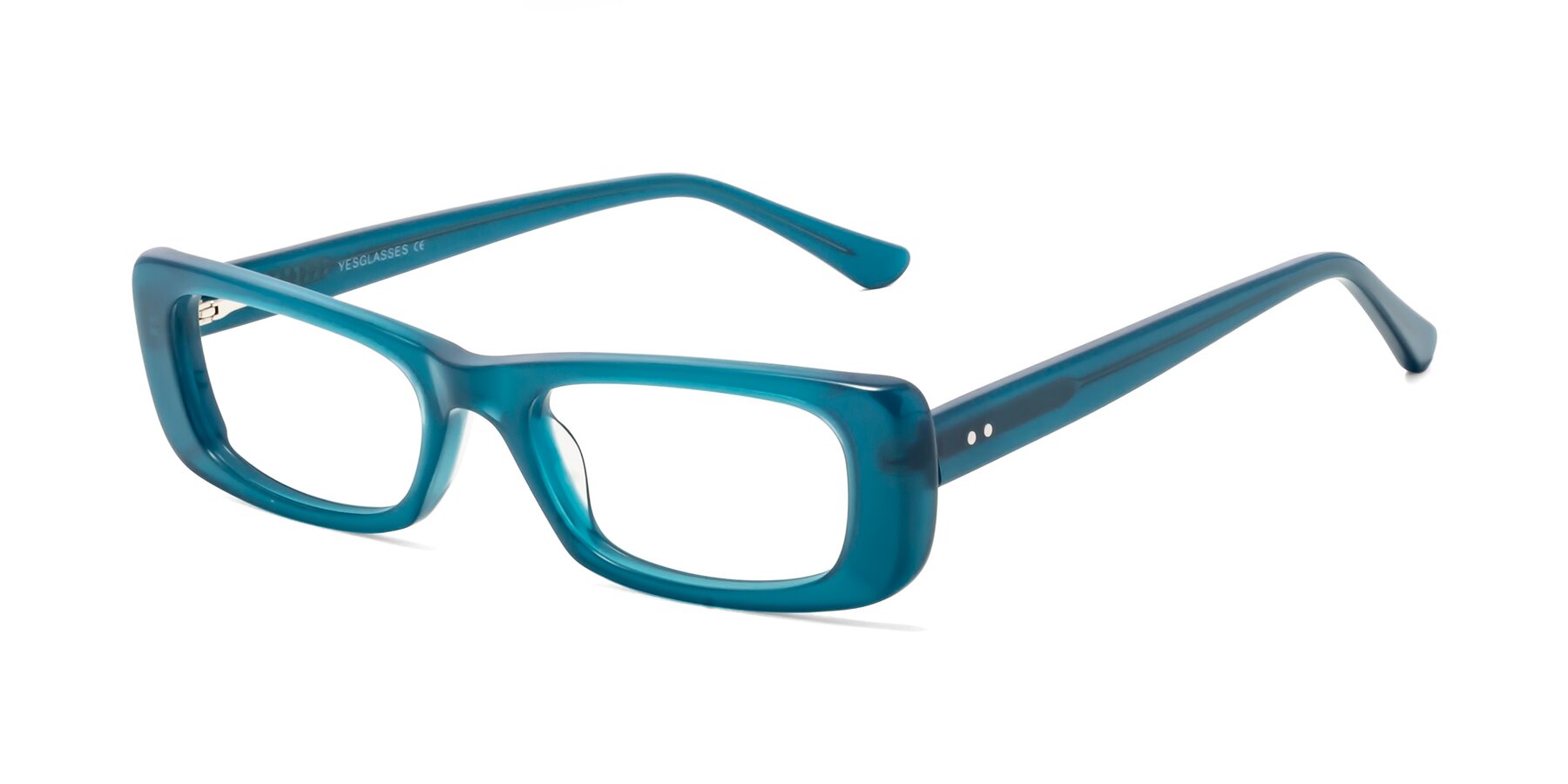 Angle of 1940s in Teal with Clear Blue Light Blocking Lenses