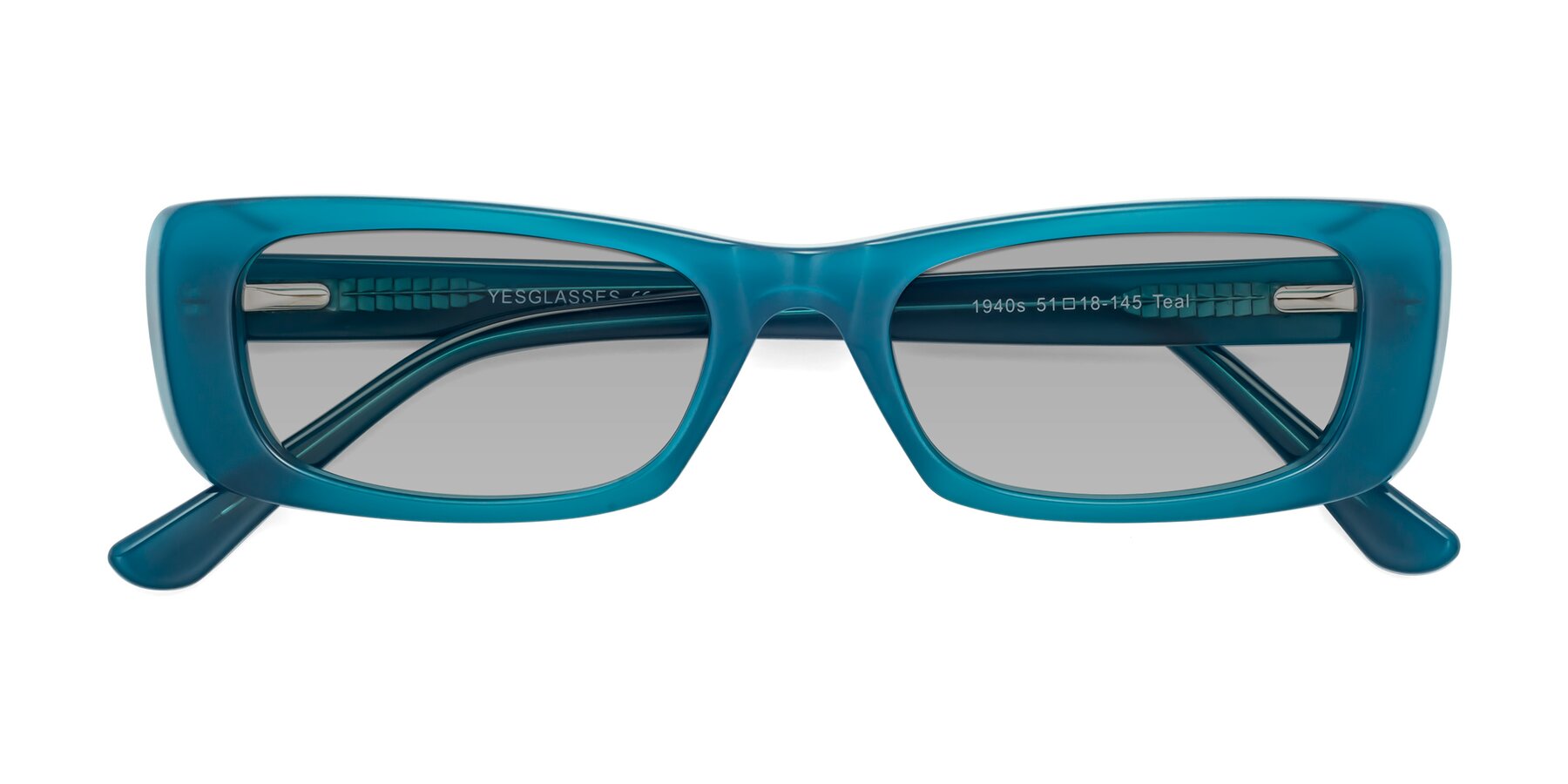 Folded Front of 1940s in Teal with Light Gray Tinted Lenses