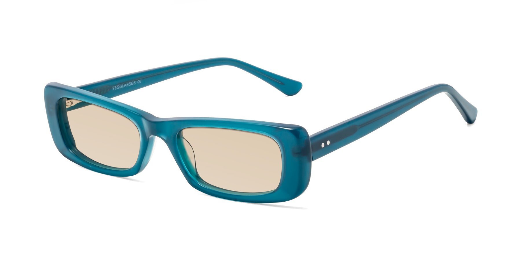 Angle of 1940s in Teal with Light Brown Tinted Lenses