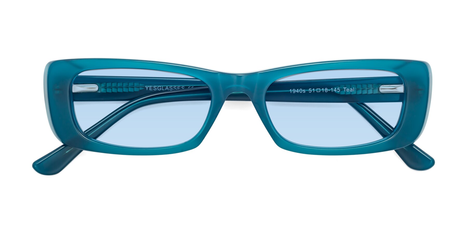 Folded Front of 1940s in Teal with Light Blue Tinted Lenses