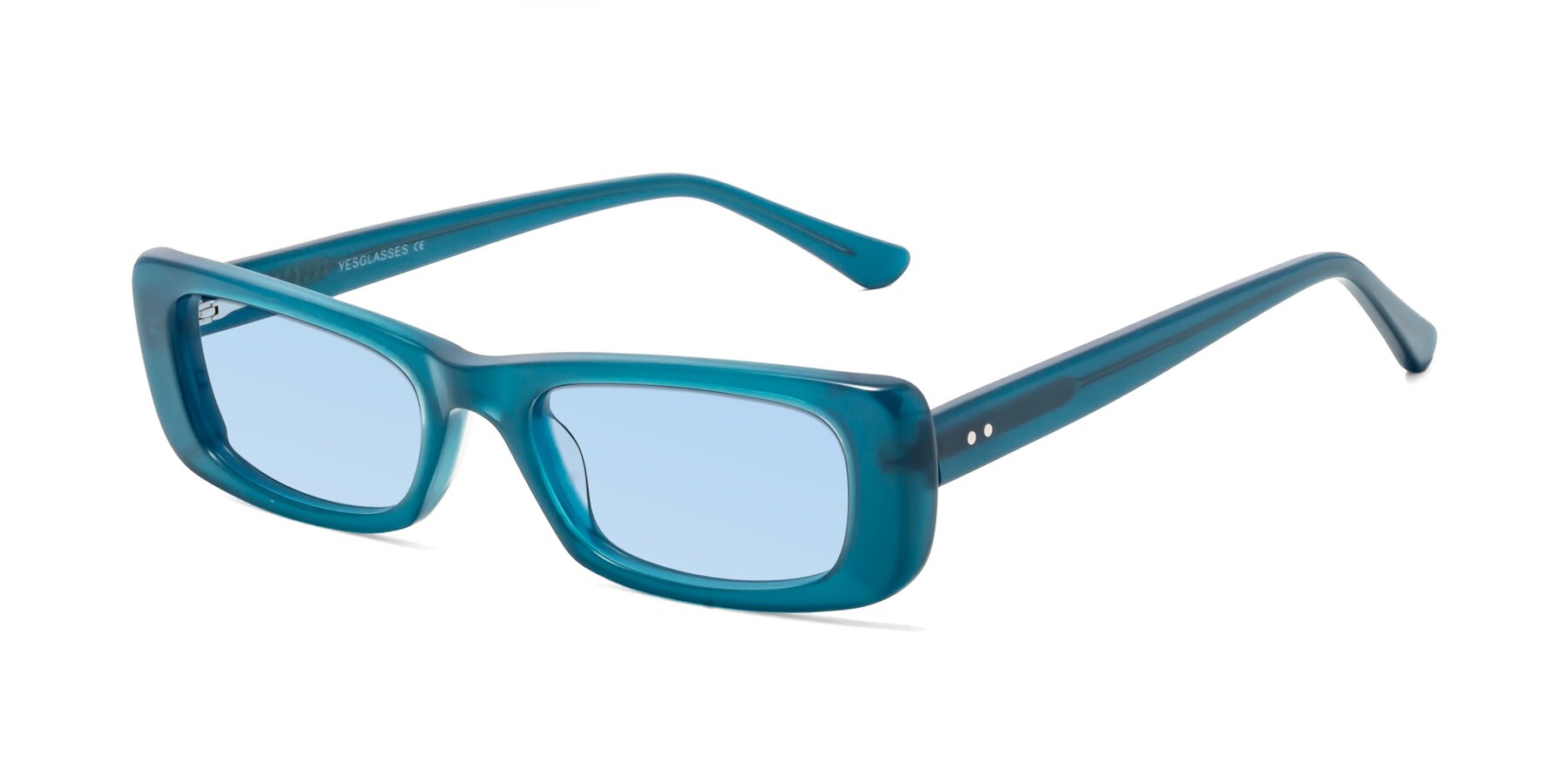 Angle of 1940s in Teal with Light Blue Tinted Lenses