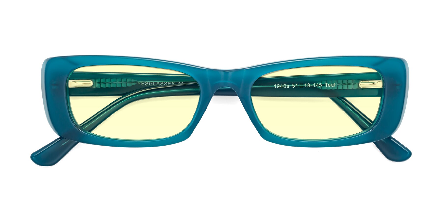 Folded Front of 1940s in Teal with Light Yellow Tinted Lenses