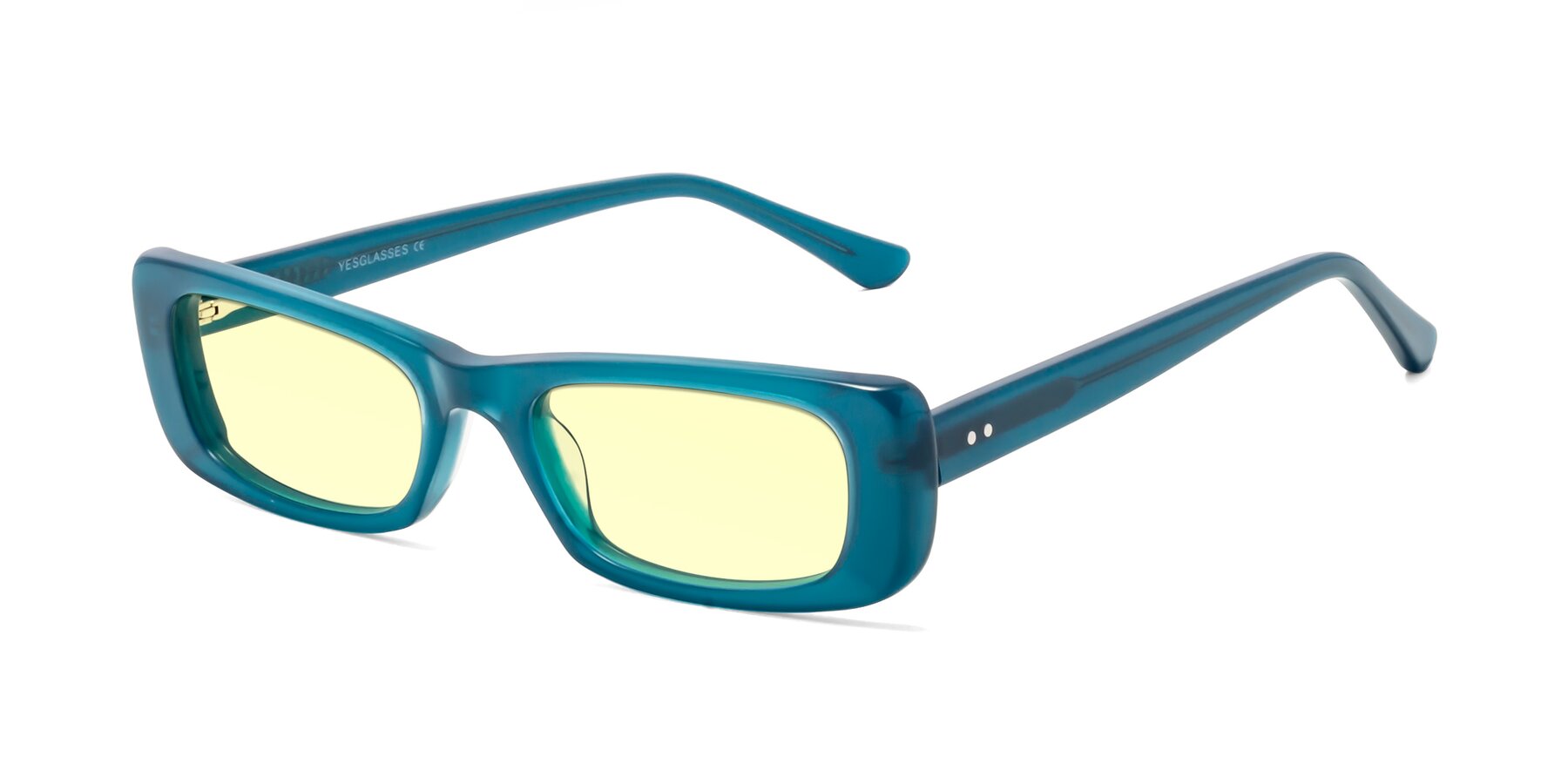 Angle of 1940s in Teal with Light Yellow Tinted Lenses
