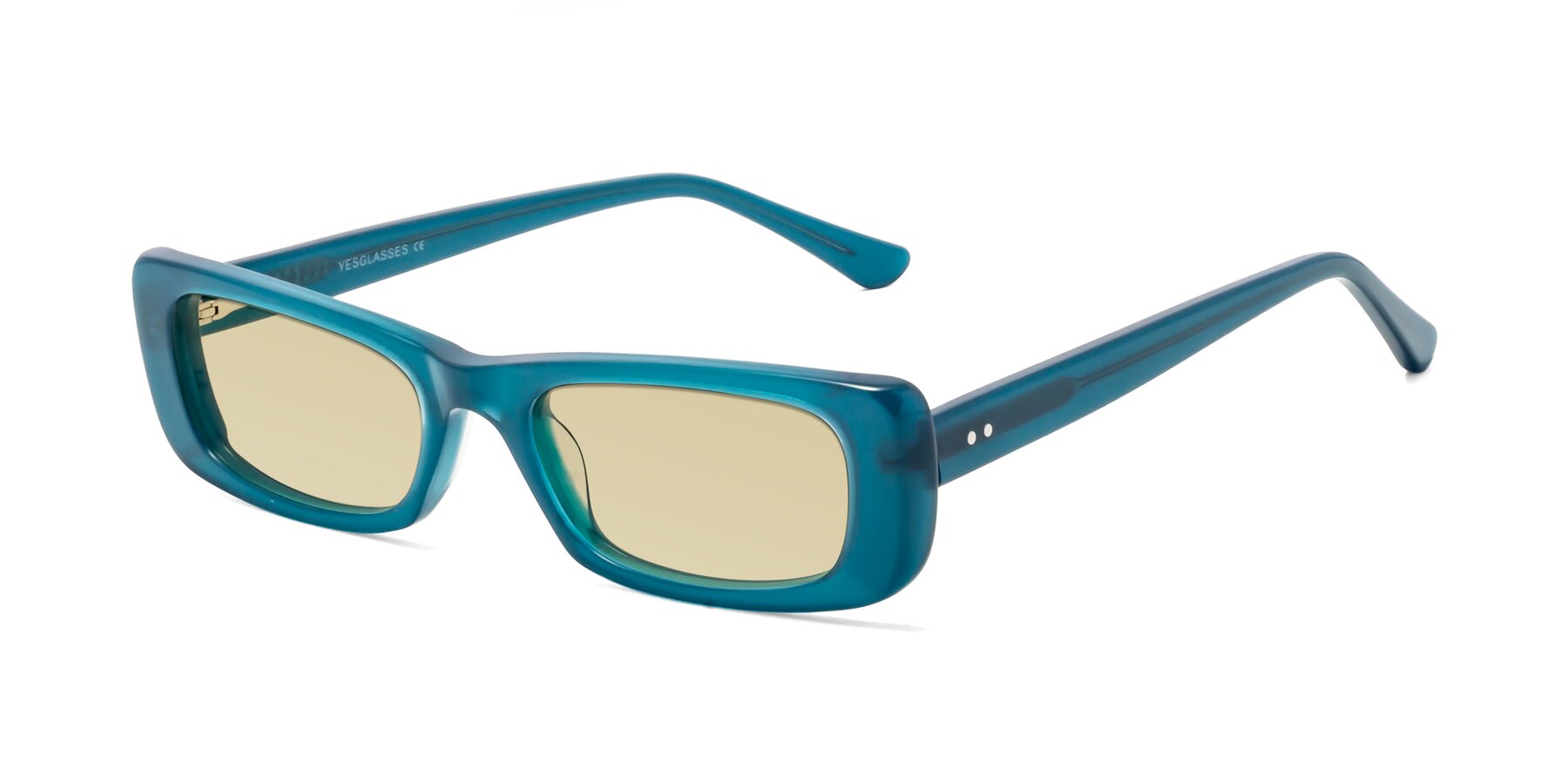 Angle of 1940s in Teal with Light Champagne Tinted Lenses