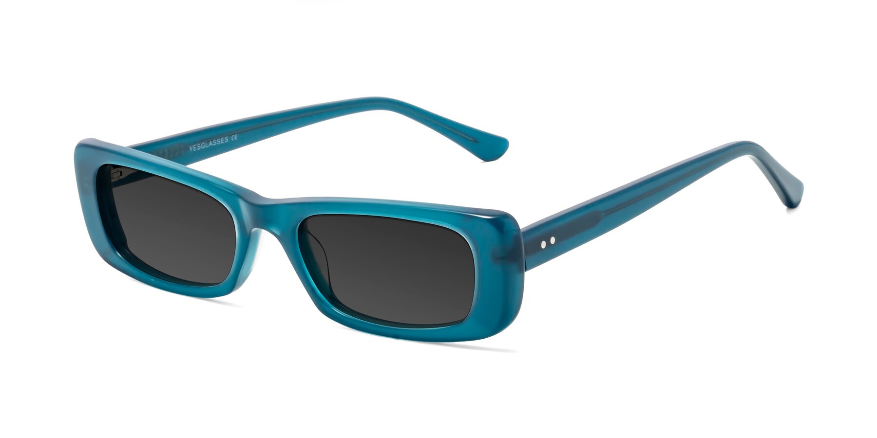 Angle of 1940s in Teal with Gray Tinted Lenses