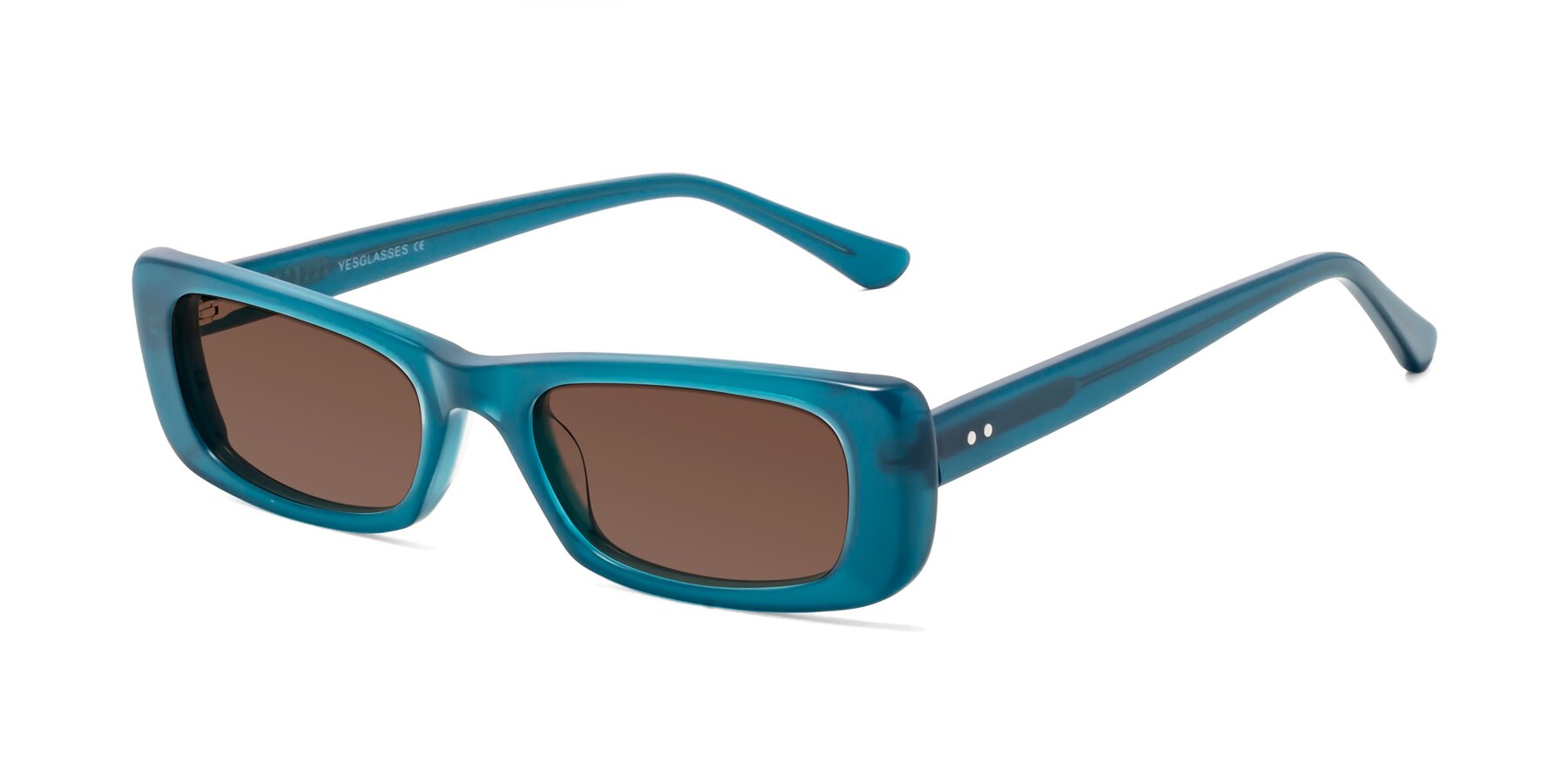 Angle of 1940s in Teal with Brown Tinted Lenses