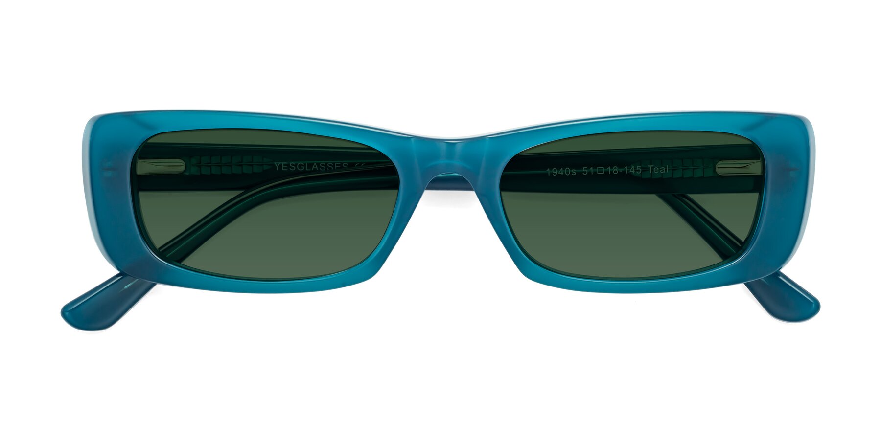 Folded Front of 1940s in Teal with Green Tinted Lenses