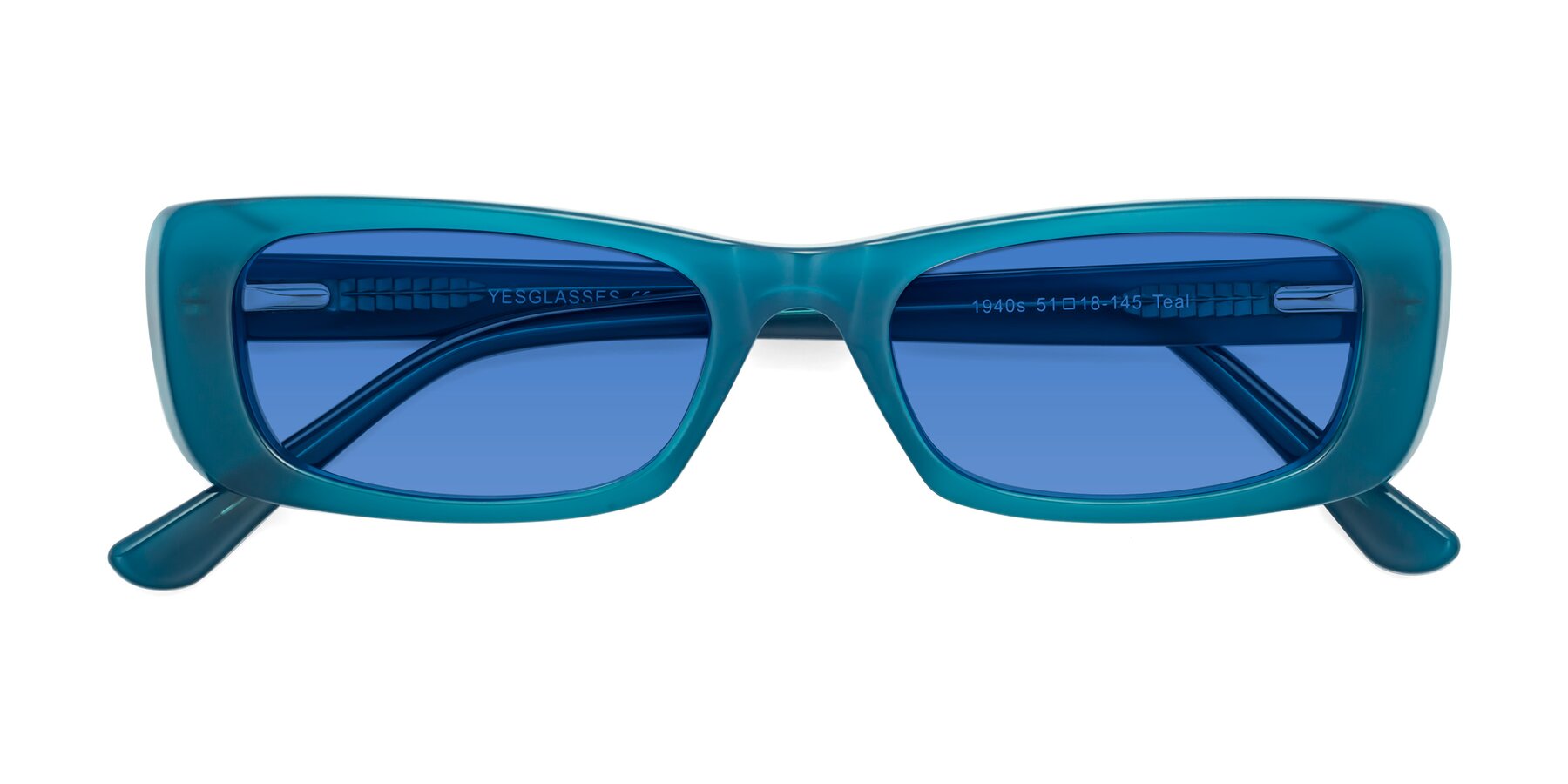 Folded Front of 1940s in Teal with Blue Tinted Lenses