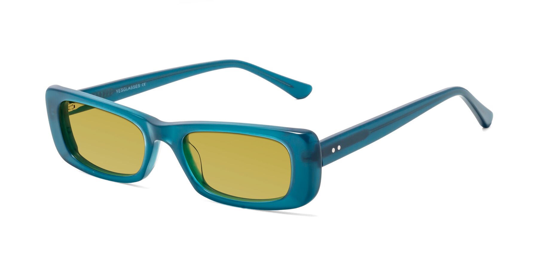 Angle of 1940s in Teal with Champagne Tinted Lenses