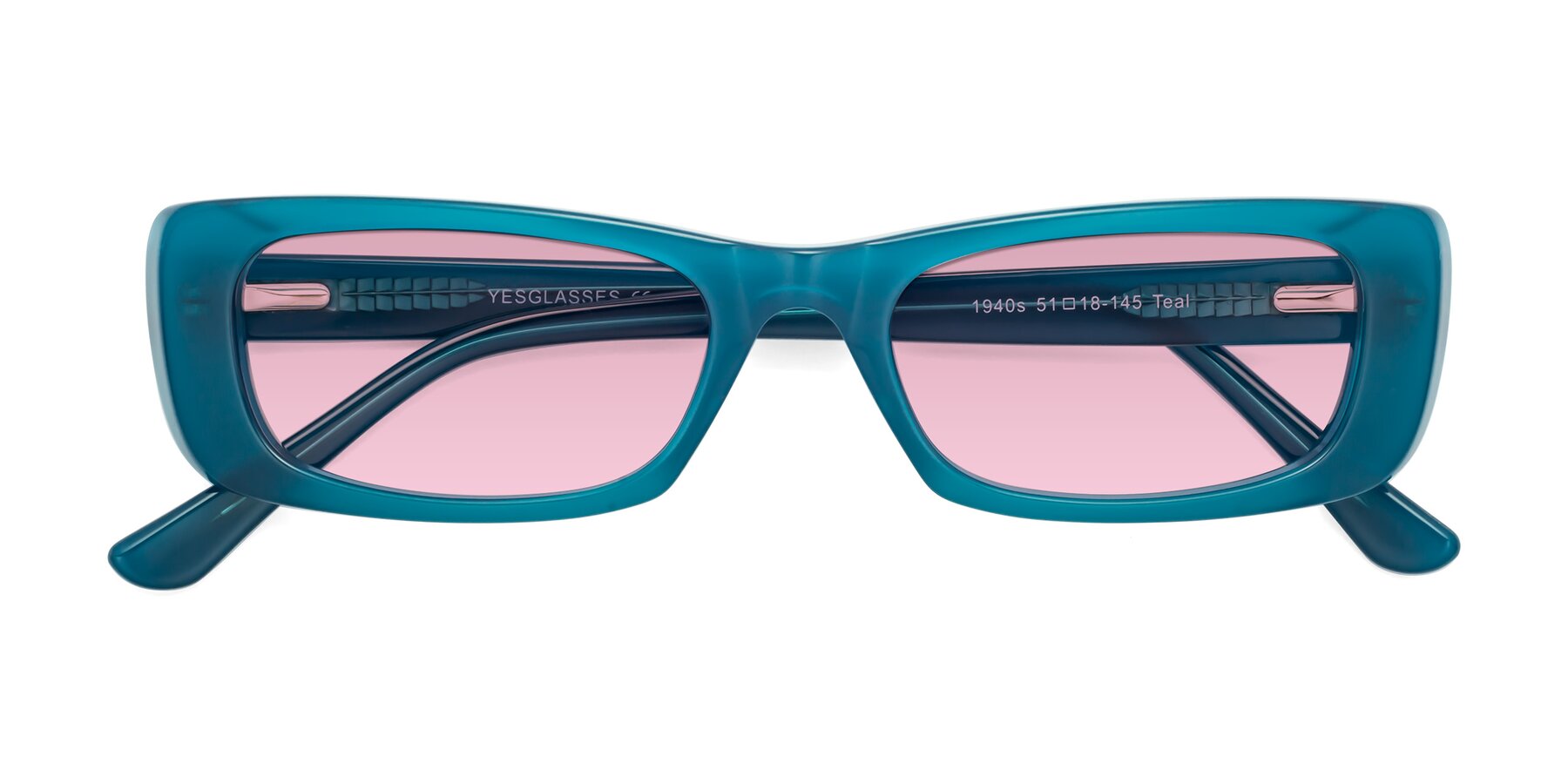 Folded Front of 1940s in Teal with Light Wine Tinted Lenses