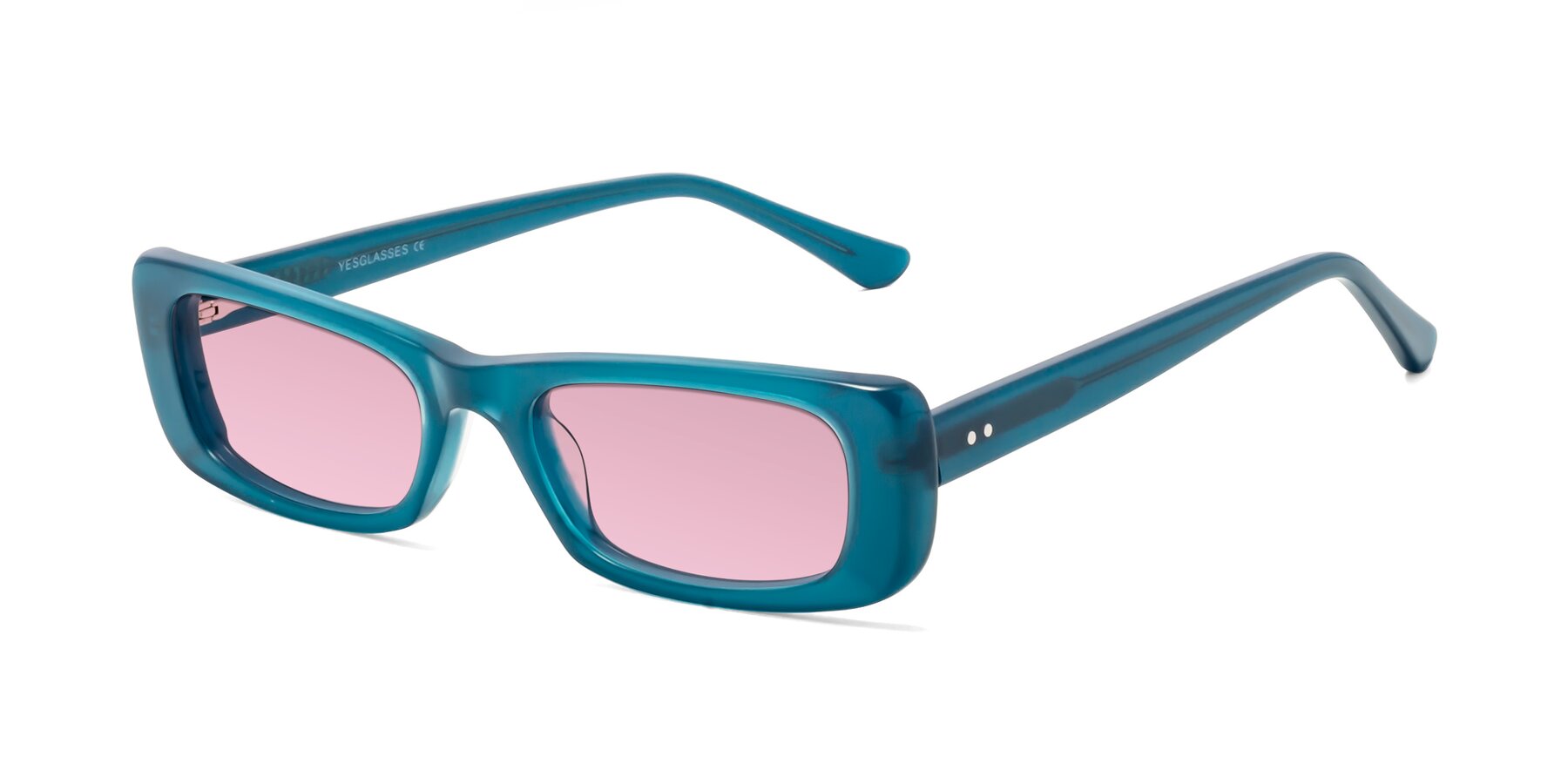 Angle of 1940s in Teal with Light Wine Tinted Lenses