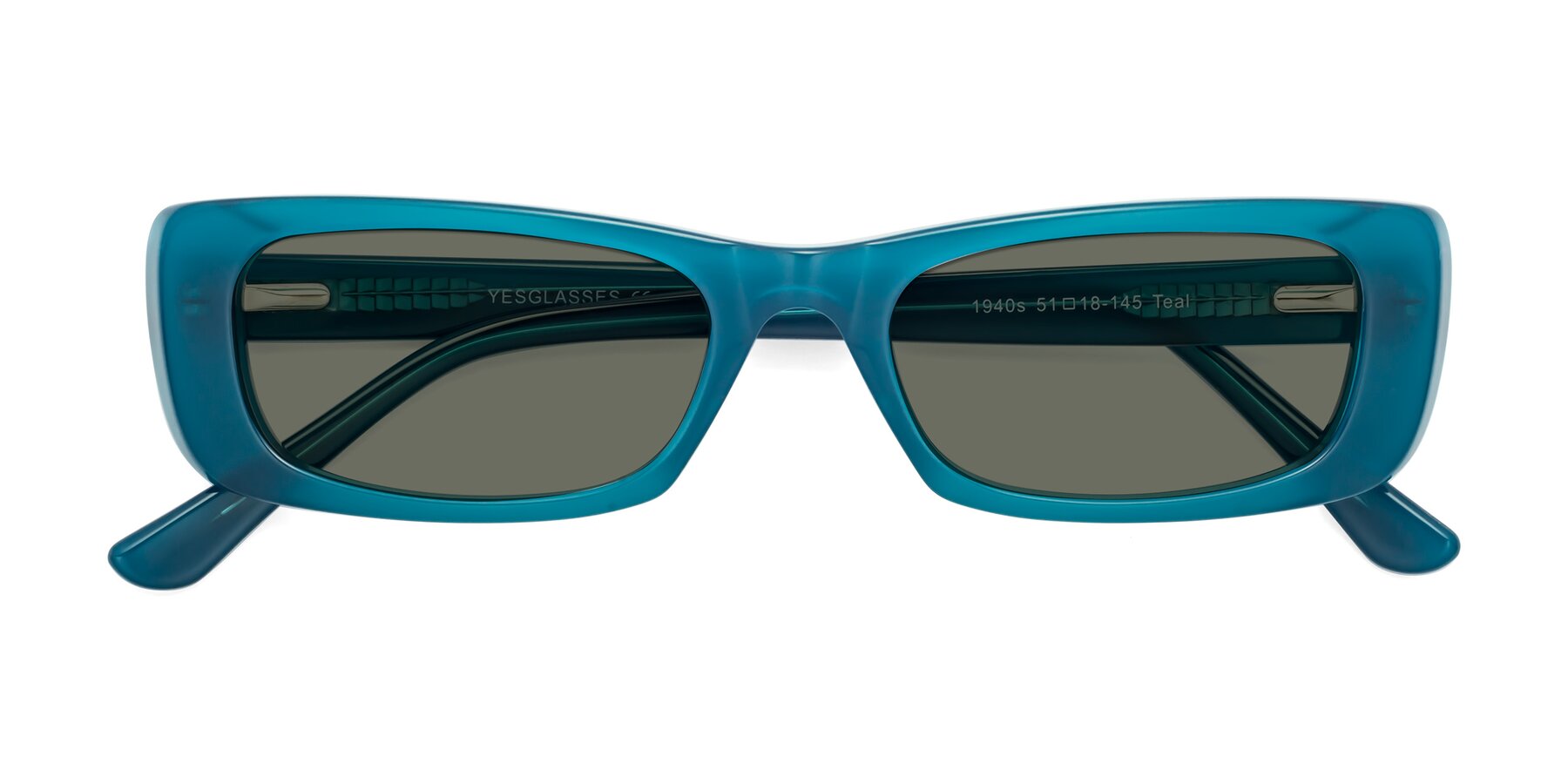 Folded Front of 1940s in Teal with Gray Polarized Lenses