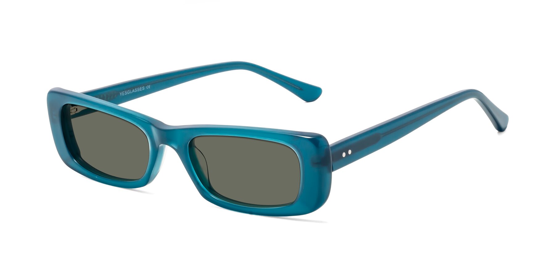 Angle of 1940s in Teal with Gray Polarized Lenses