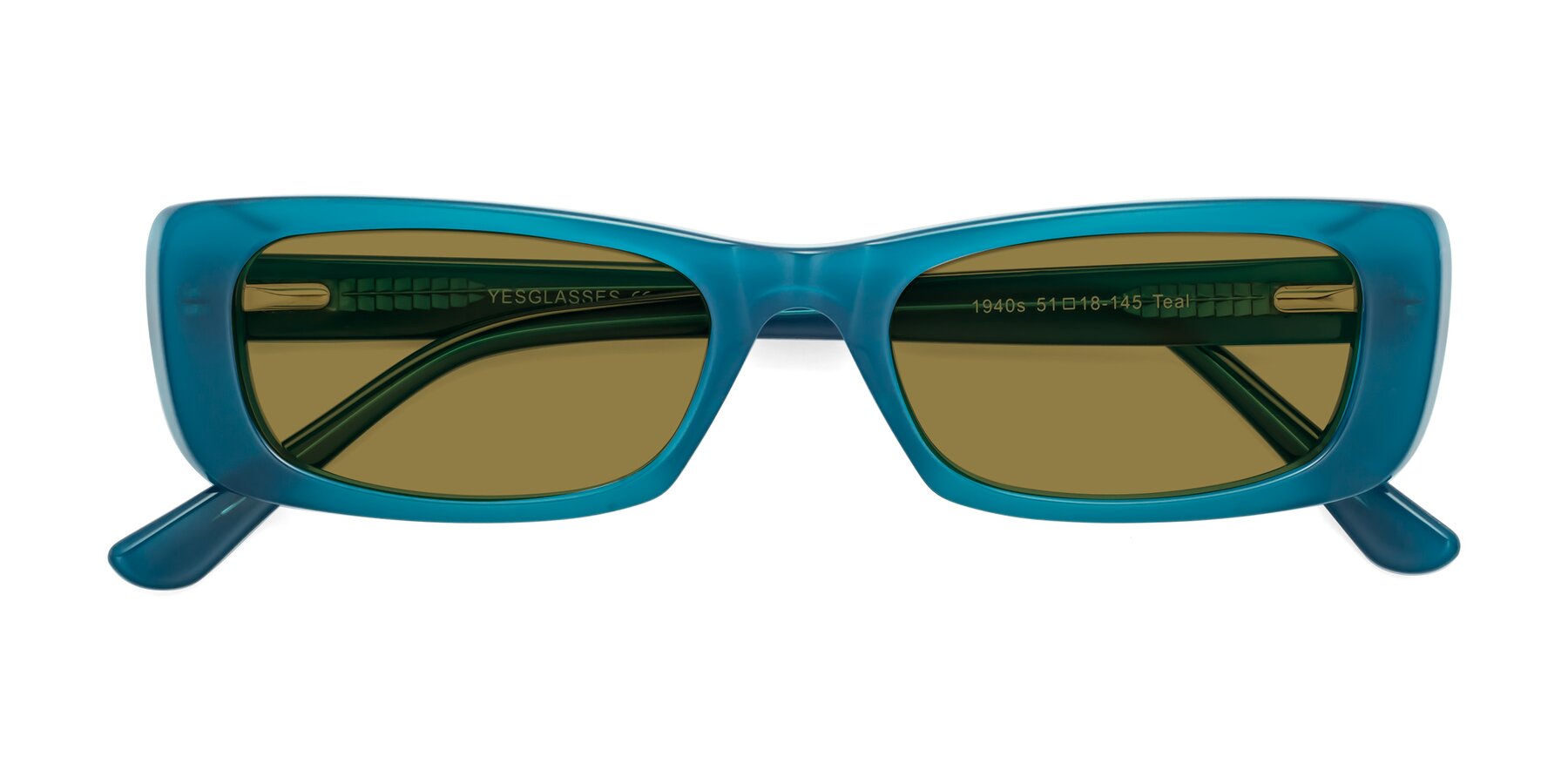 Folded Front of 1940s in Teal with Brown Polarized Lenses