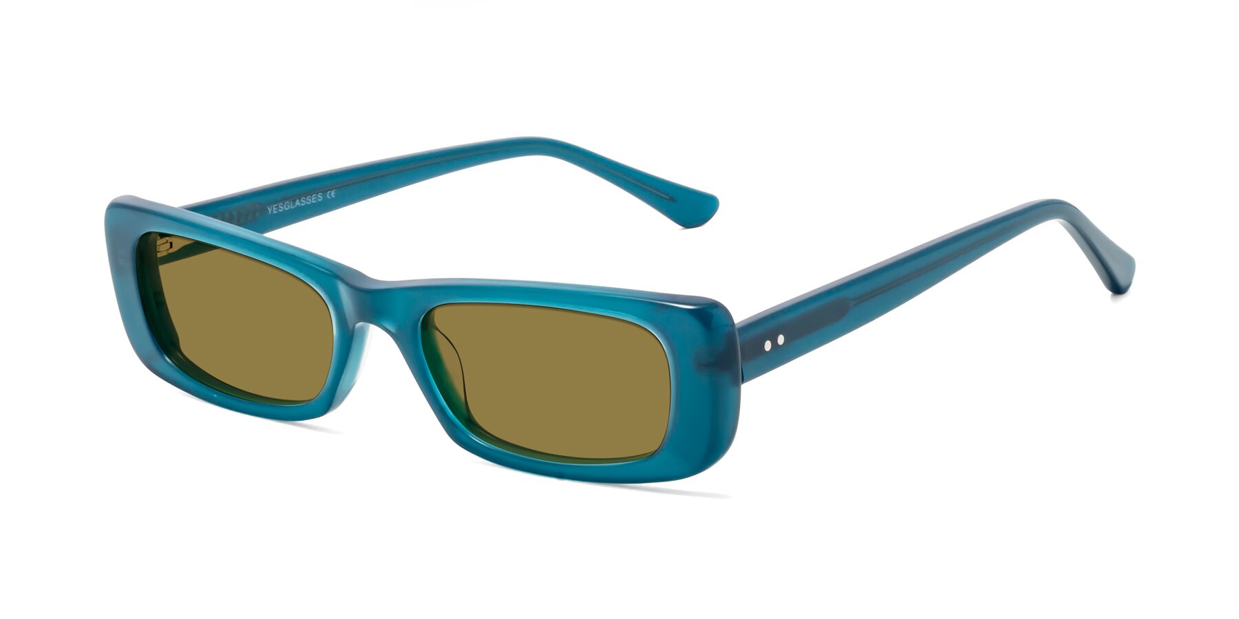 Angle of 1940s in Teal with Brown Polarized Lenses