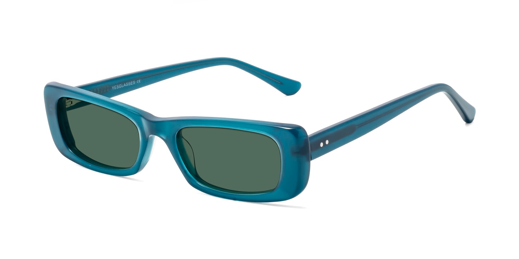 Angle of 1940s in Teal with Green Polarized Lenses