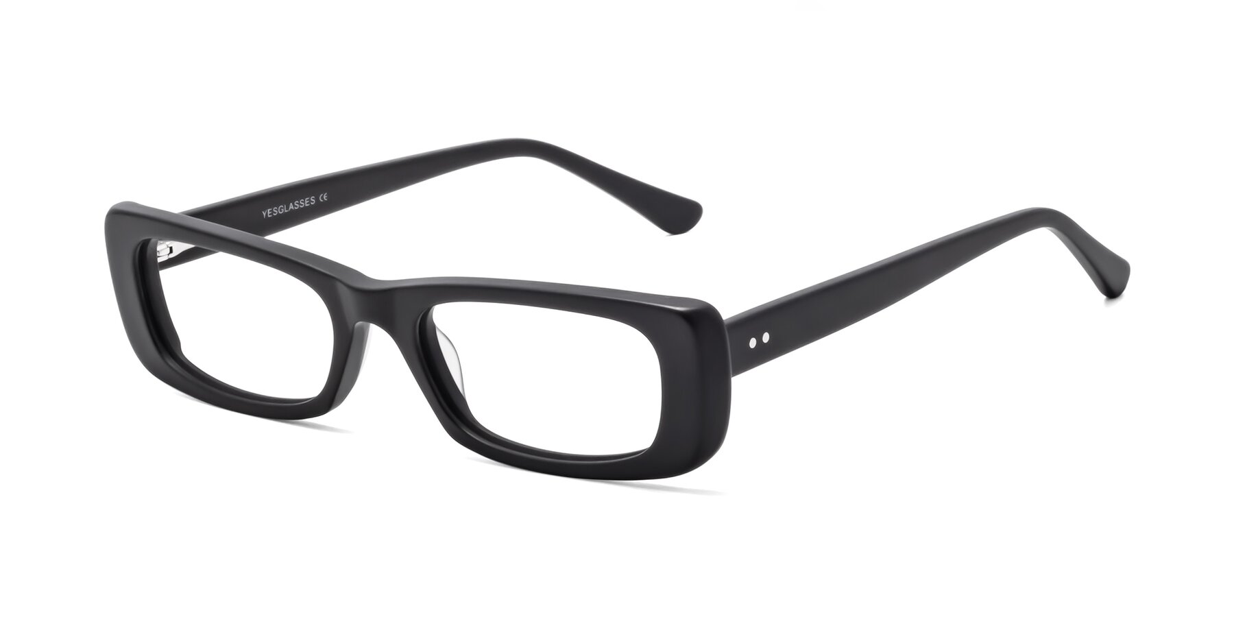 Angle of 1940s in Matte Black with Clear Blue Light Blocking Lenses