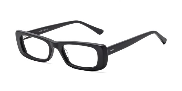 Matte Black Retro-Vintage Grandpa Rectangle Eyeglasses - 1940s