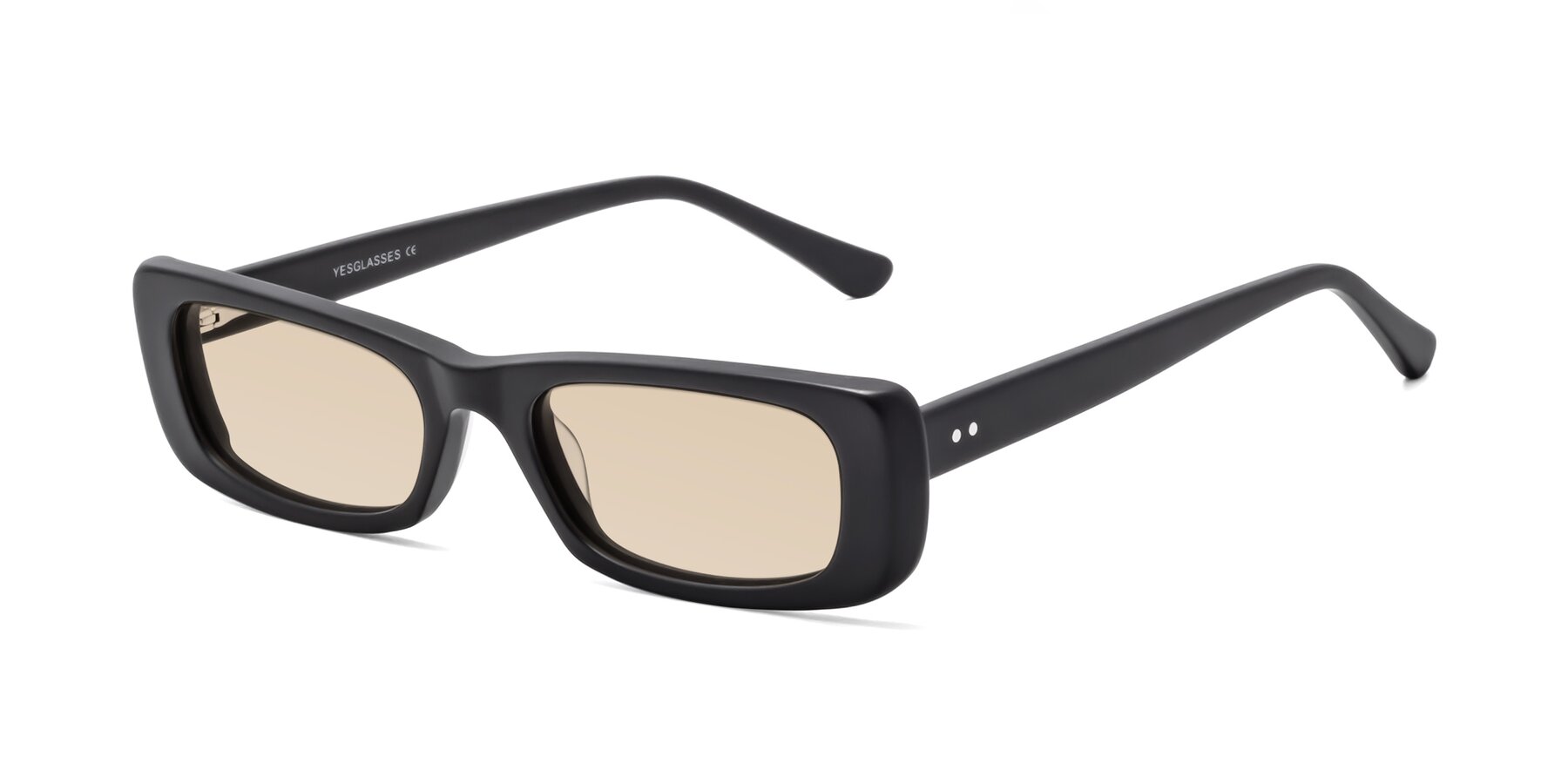 Angle of 1940s in Matte Black with Light Brown Tinted Lenses