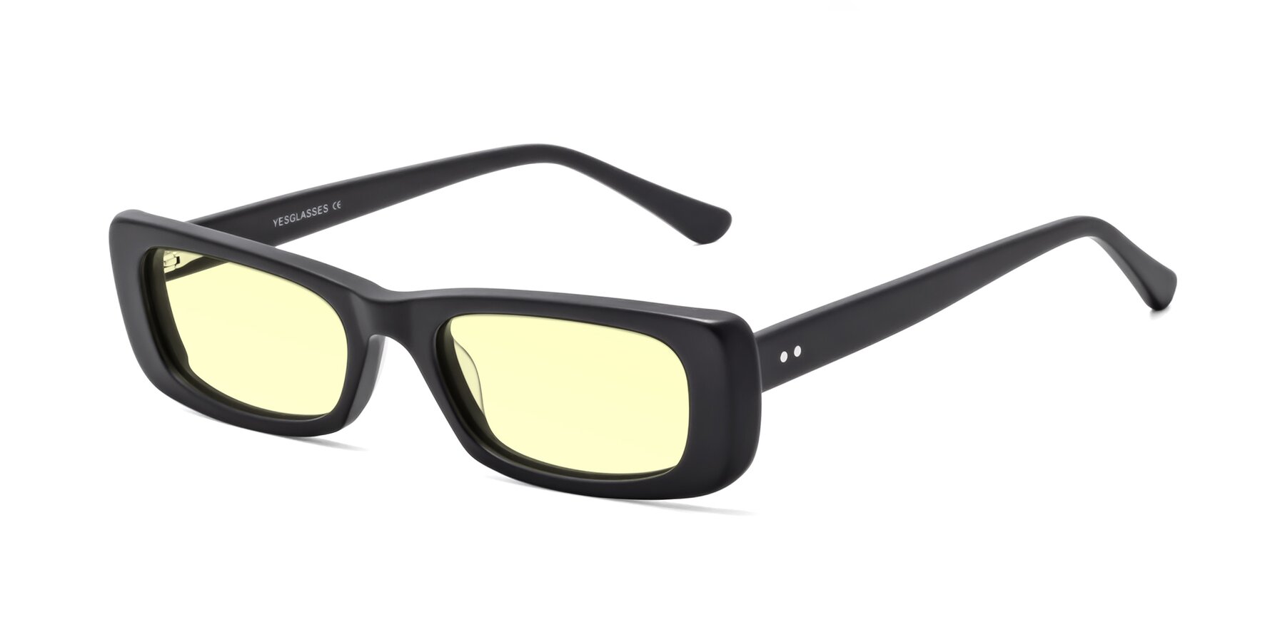 Angle of 1940s in Matte Black with Light Yellow Tinted Lenses