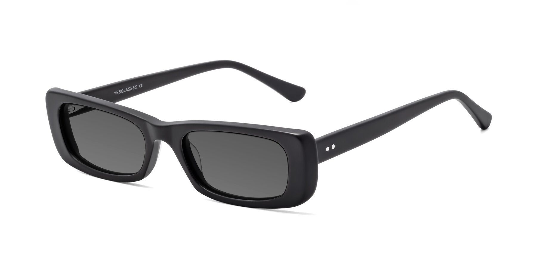 Angle of 1940s in Matte Black with Medium Gray Tinted Lenses