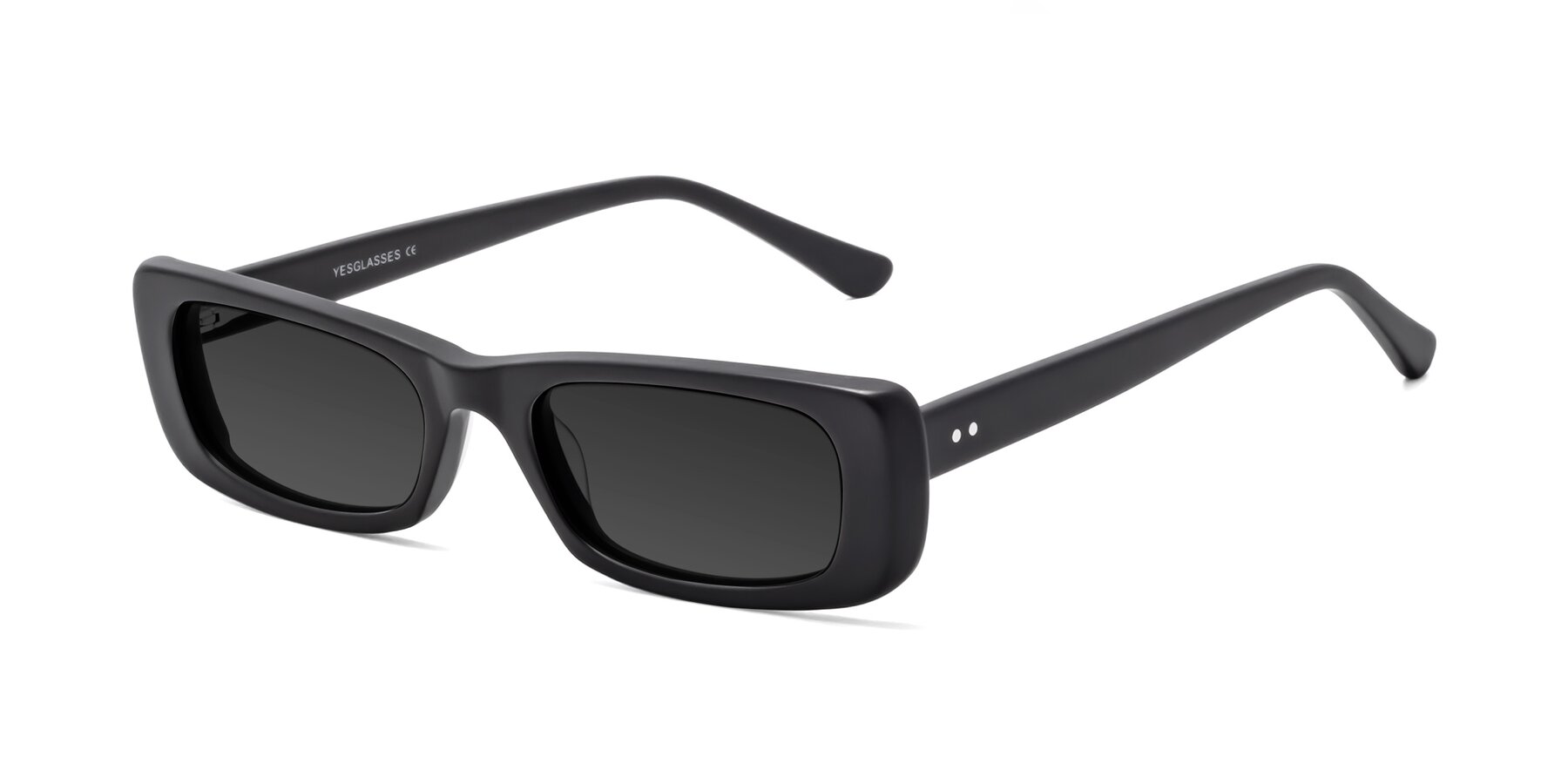 Angle of 1940s in Matte Black with Gray Tinted Lenses