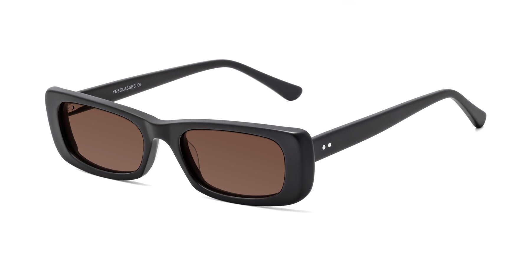 Angle of 1940s in Matte Black with Brown Tinted Lenses
