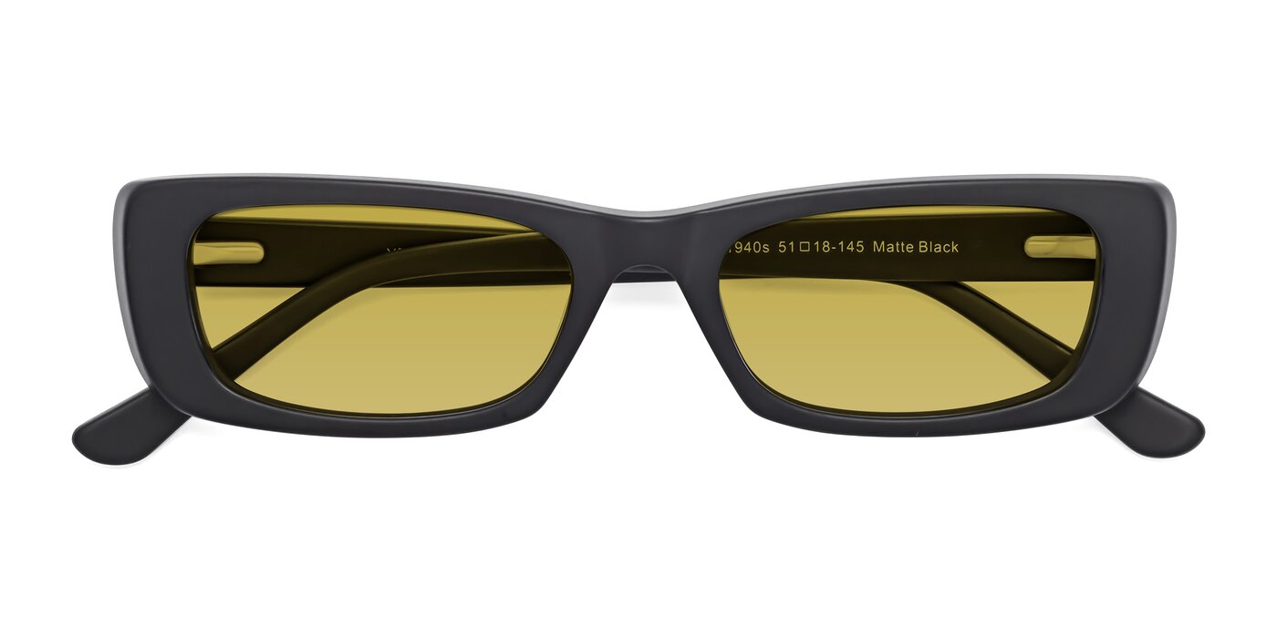 1940s - Matte Black Tinted Sunglasses