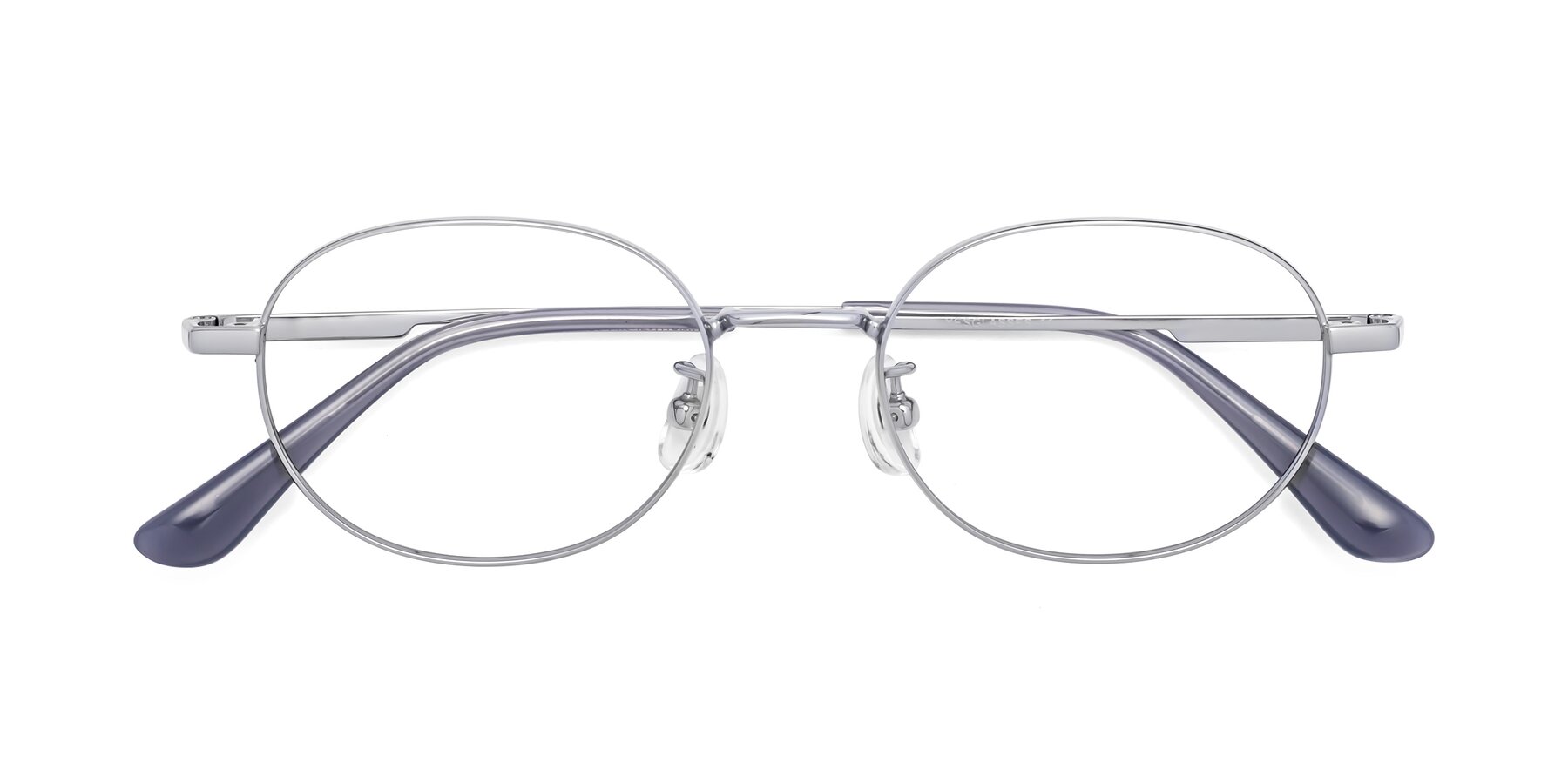 Folded Front of Tess in Silver with Clear Eyeglass Lenses