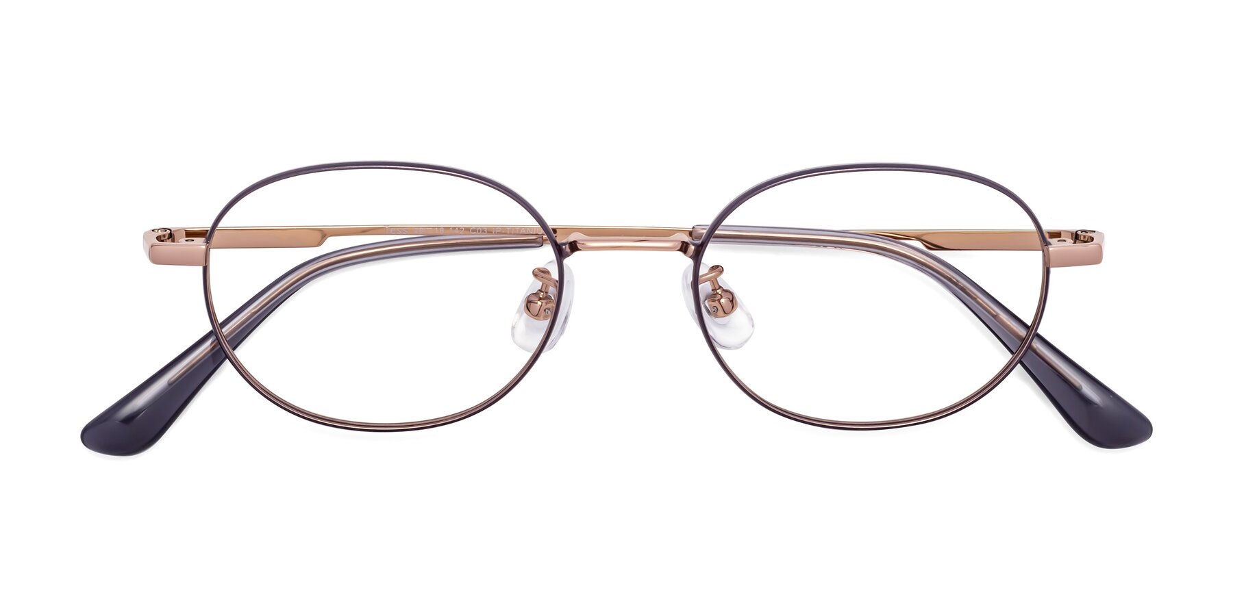 Folded Front of Tess in Gray-Gold with Clear Reading Eyeglass Lenses