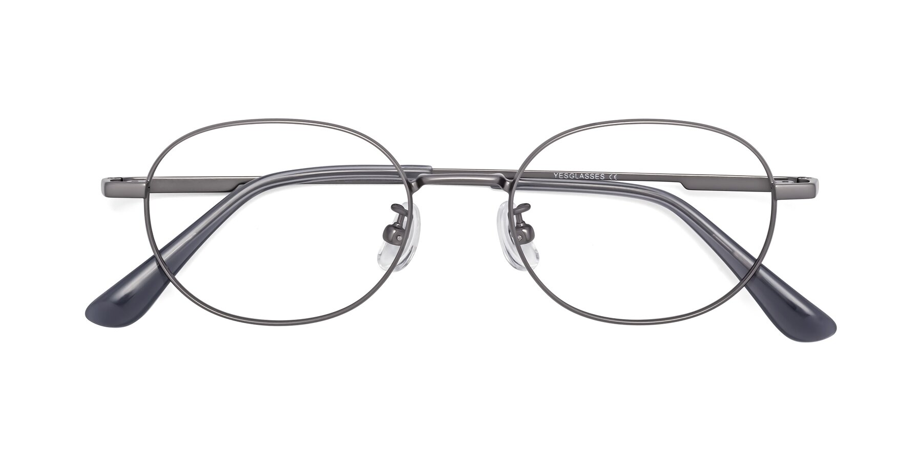 Folded Front of Tess in Gunmetal with Clear Blue Light Blocking Lenses